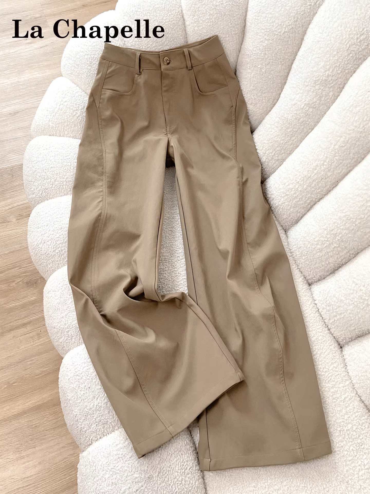Quần kaki La Chapelle cạp cao, dáng rộng, ống rộng dành cho nữ, mẫu mới thu đông 2025, kiểu dáng nhỏ nhắn, thoải mái.