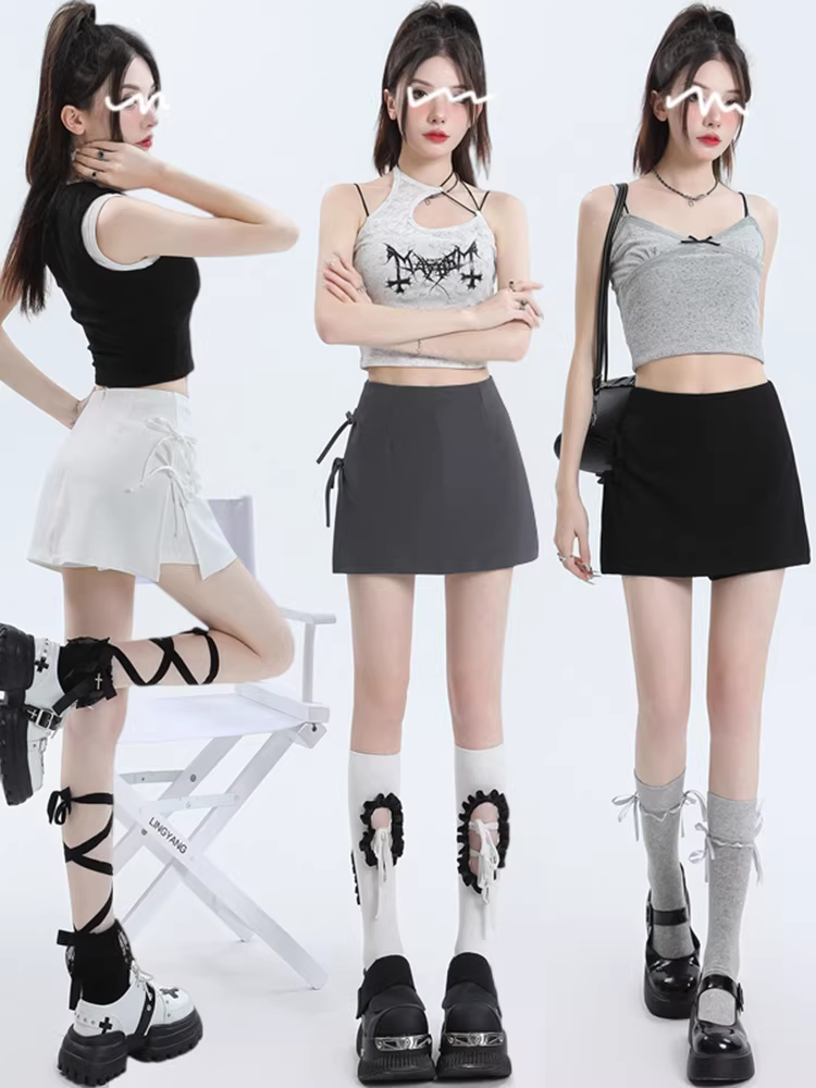 Váy bodycon La Chapelle dành cho nữ, váy ngắn chữ A cạp cao kiểu nơ mùa hè mới 2025