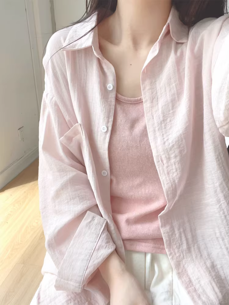 Áo chống nắng dài tay màu xanh La Chapelle dành cho nữ 2025 áo cardigan dáng rộng mỏng mới mùa thu