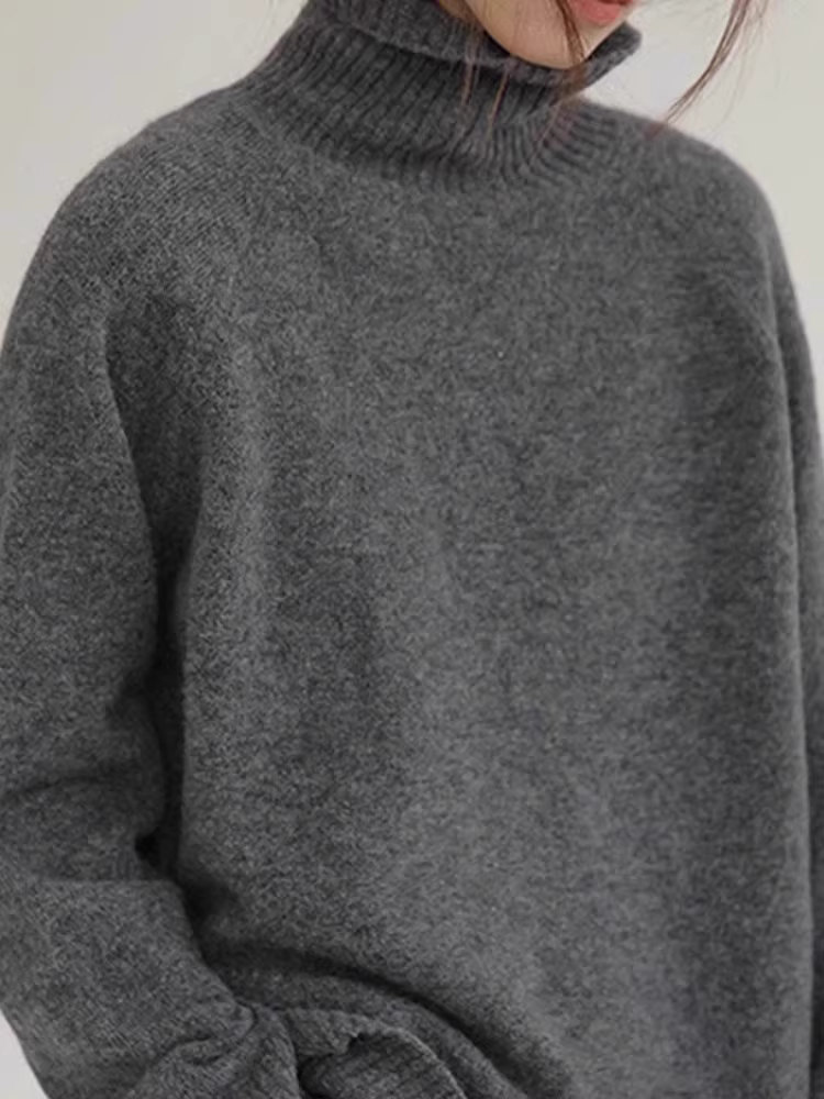 Áo len cổ lọ đen La Chapelle dành cho nữ, kiểu mới thu đông 2025, kiểu dáng năng động, áo lót mặc trong.