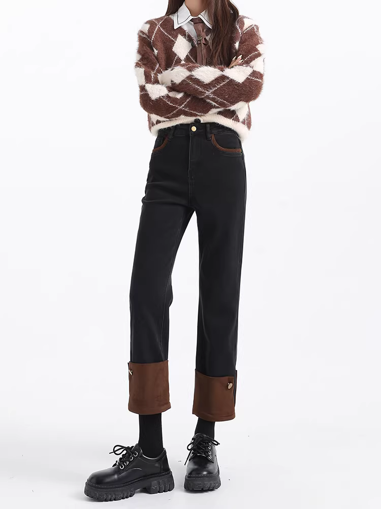 Quần jean đen dáng ôm La Chapelle dành cho nữ, mẫu mới thu đông 2025, cạp cao, tôn dáng, kiểu dáng thuốc lá, size nhỏ nhắn