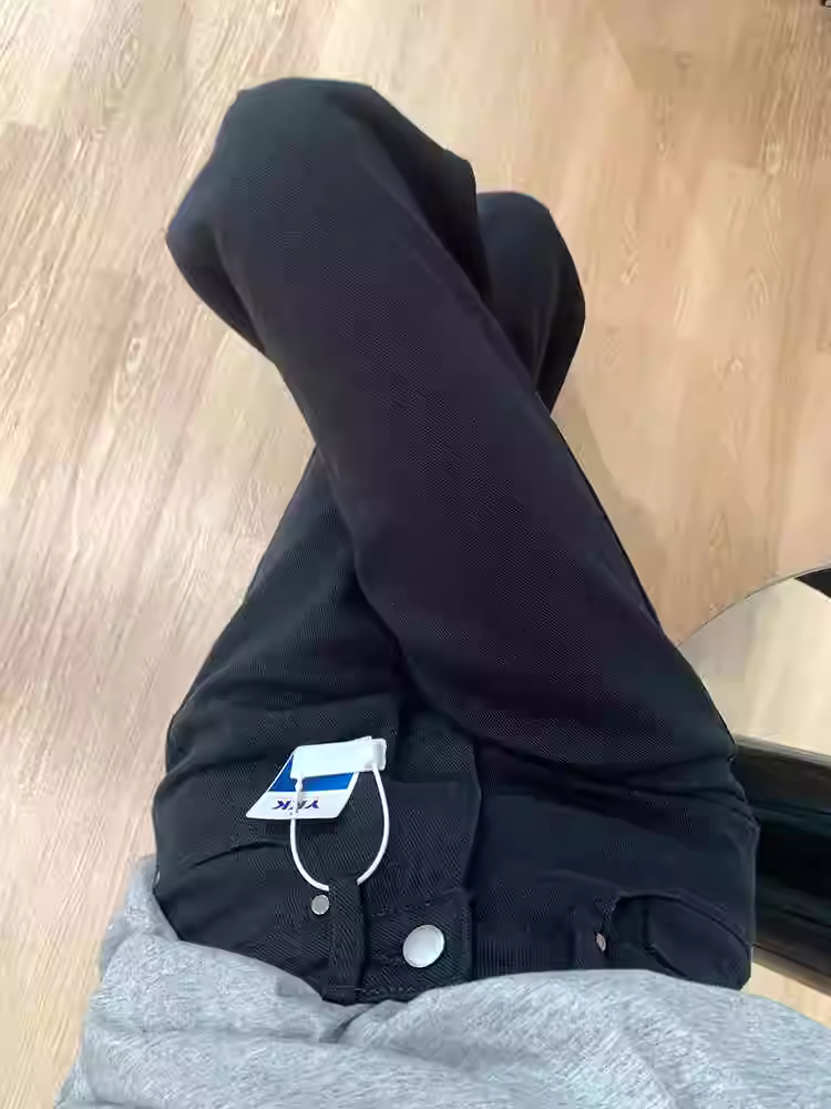 Quần jeans đen dáng rộng La Chapelle dành cho nữ, kiểu mới thu 2025, cạp cao, dáng suông, dành cho người nhỏ nhắn