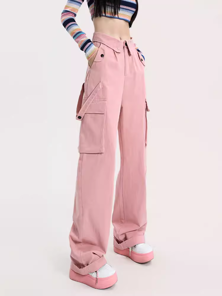 Quần jeans kiểu Mỹ La Chapelle dành cho nữ, mùa xuân thu 2025, kiểu dáng mới, cạp cao, rộng rãi, ống thẳng, dành cho người nhỏ nhắn