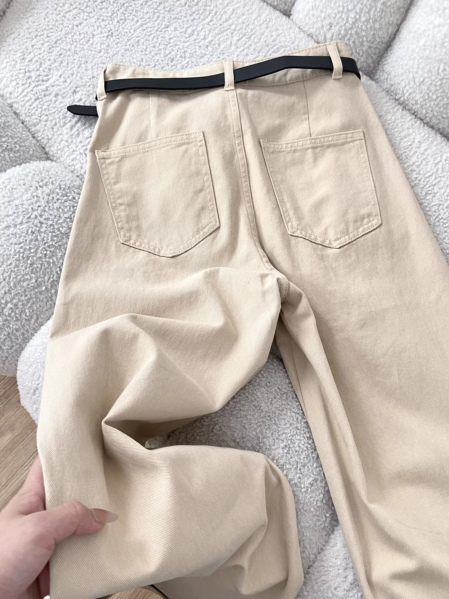 Quần jeans ống rộng kiểu Mỹ La Chapelle dành cho nữ, mẫu mới thu đông 2025, cạp cao, dài chạm sàn, dáng thẳng.