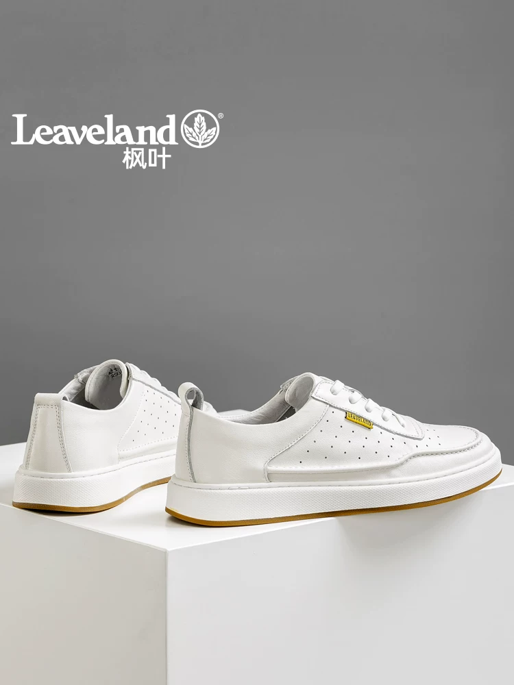 Giày nam Maple Leaf Da thật Giày trắng Giày thể thao thông thường thoáng khí cho nam Giày thể thao đa năng hợp thời trang Giày trắng phong cách mới Giày đế mềm