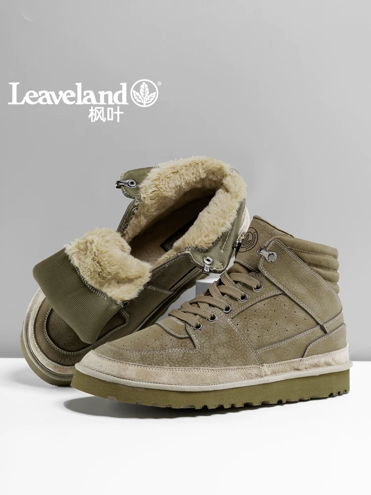 Giày nam Maple Leaf Giày bốt Martin mùa đông Giày cotton ấm lót lông cừu cho nam Giày bảo hộ lao động mới Giày đi tuyết vùng Đông Bắc Giày bốt nam ngoài trời hợp thời trang