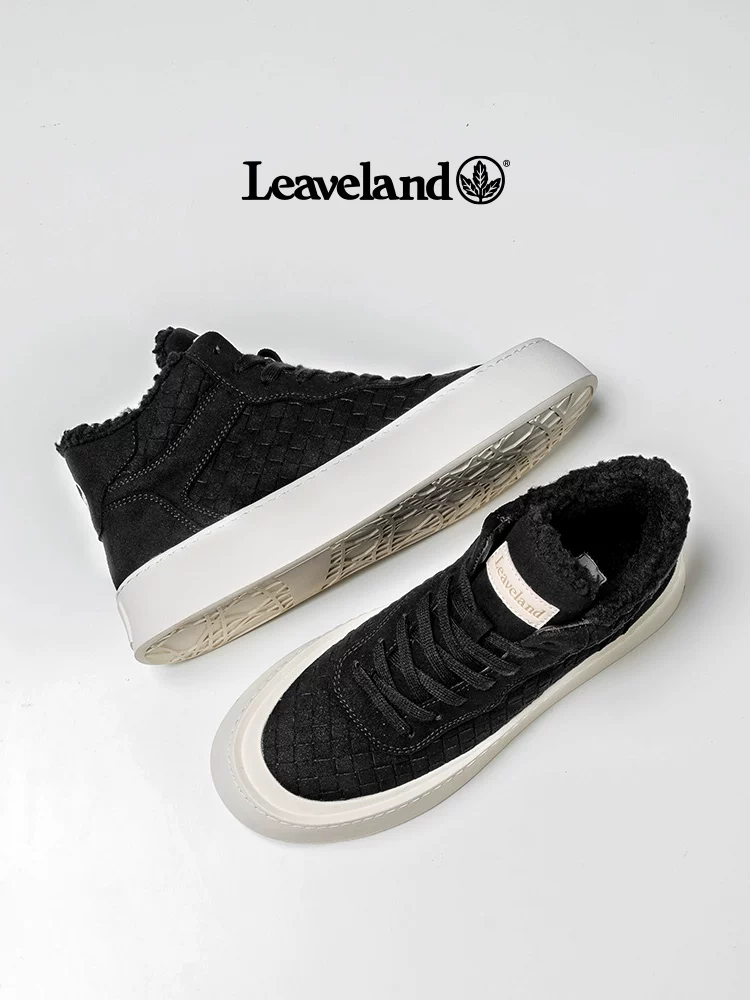 Giày nam Maple Leaf Giày cao cổ mùa đông Giày cotton nam mới có lót lông cừu dày dặn Giày thể thao thông thường ấm áp Giày đi tuyết