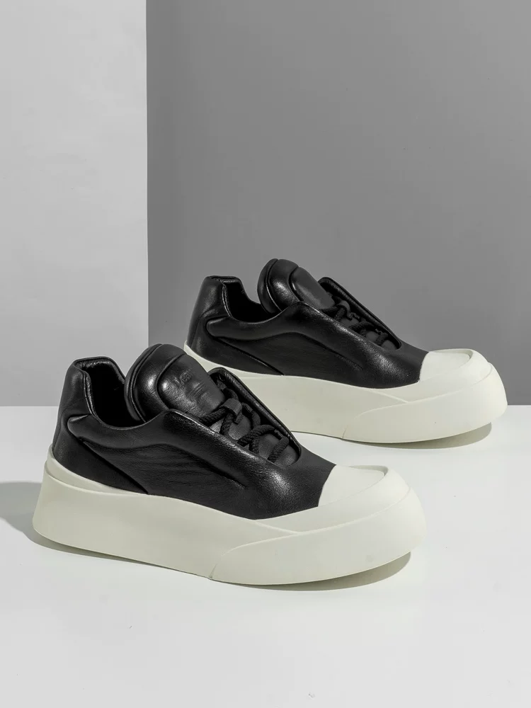 Giày nam Maple Leaf, giày đế dày, giày tăng chiều cao đa năng, giày lười mới, giày thể thao da thật, thương hiệu thời thượng, mùa thu.