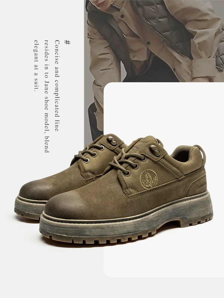Giày nam Maple Leaf kiểu Martin cổ thấp, giày công sở nam mới 2025, phong cách Mỹ cổ điển, giày ngoài trời, giày đế dày, thời trang