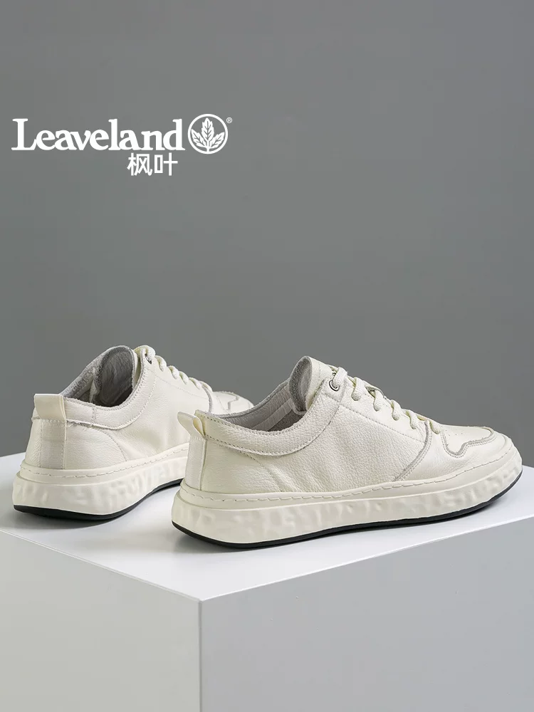Giày nam Maple Leaf Da thật Giày thể thao màu trắng Giày thông thường thoáng khí theo mùa Giày thể thao màu trắng đa năng mới cao cấp Đơn giản hợp thời trang
