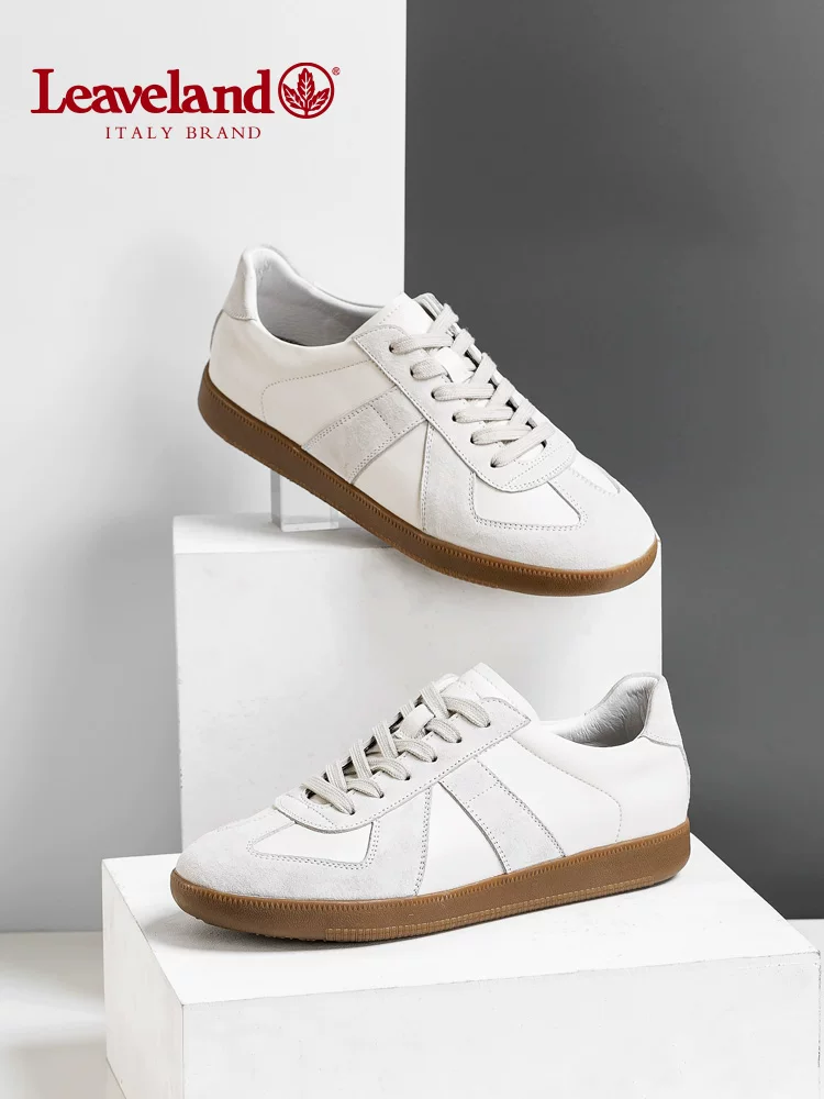 Giày nam Maple Leaf Giày thường ngày mùa đông Giày thể thao màu trắng Giày đế mềm nam Giày trắng Da thật Giày thể thao cổ điển Giày tập luyện kiểu Đức Giày hợp thời trang