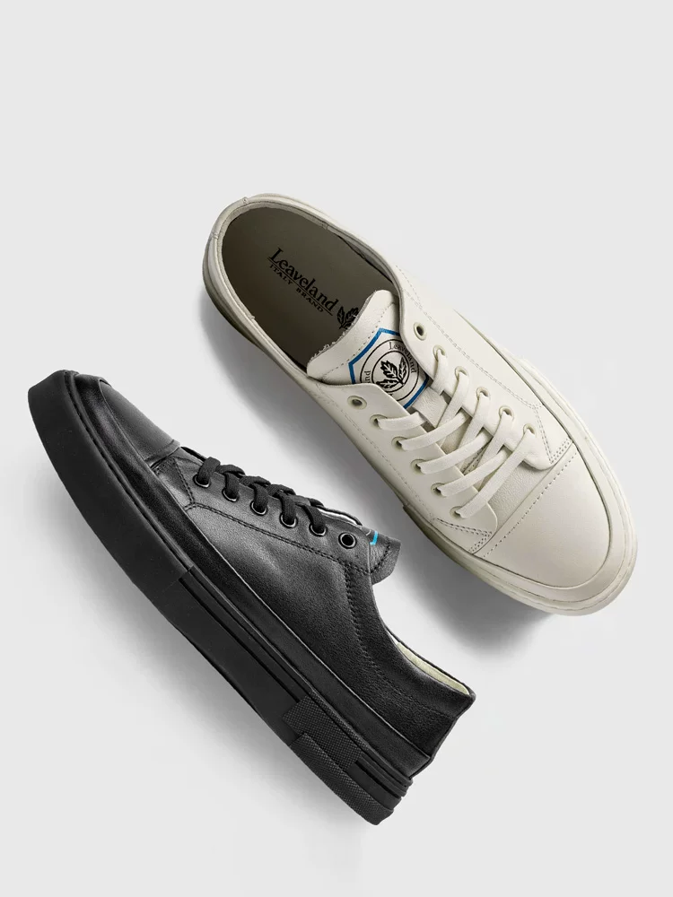 Giày da nam thông thường Maple Leaf, Giày thể thao nam da bò lớp đầu tiên thoải mái và thoáng khí, Giày đen đa năng, Giày da thật.