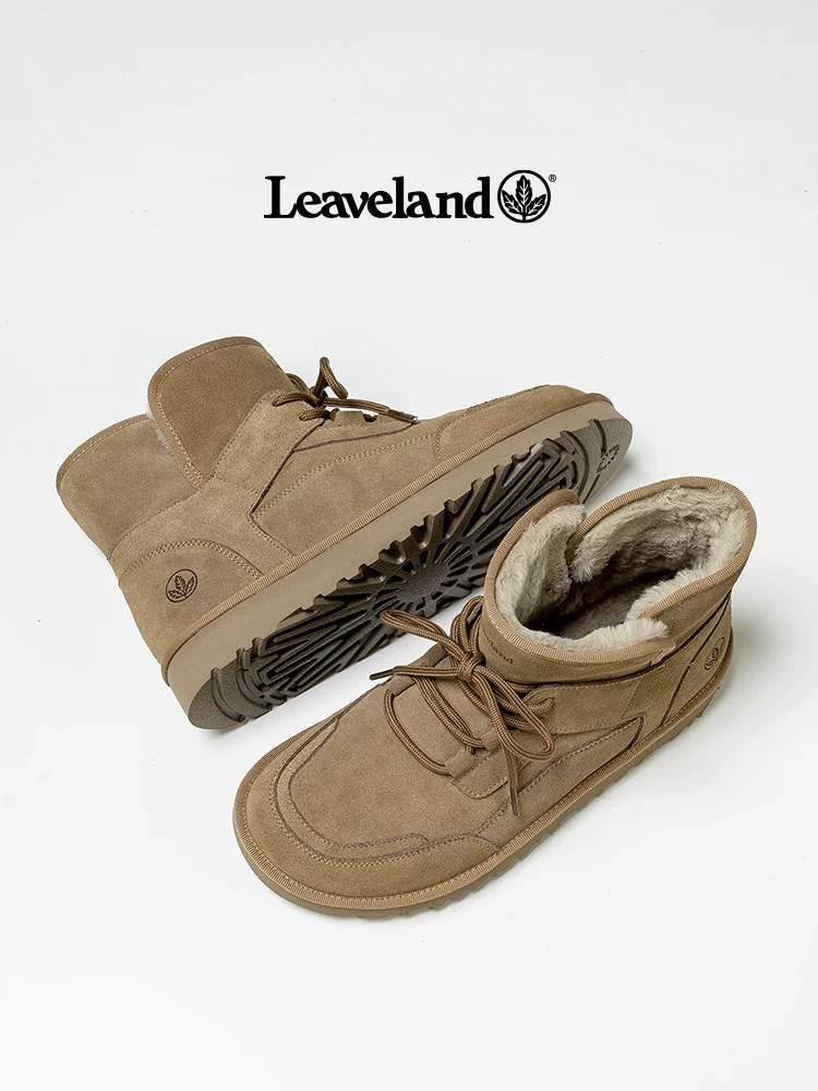 Giày nam Maple Leaf Giày bốt đi tuyết mùa đông Giày cotton cổ cao đa năng mới có lớp lót lông cừu và giày bốt nam dày dặn để giữ ấm ở vùng Đông Bắc