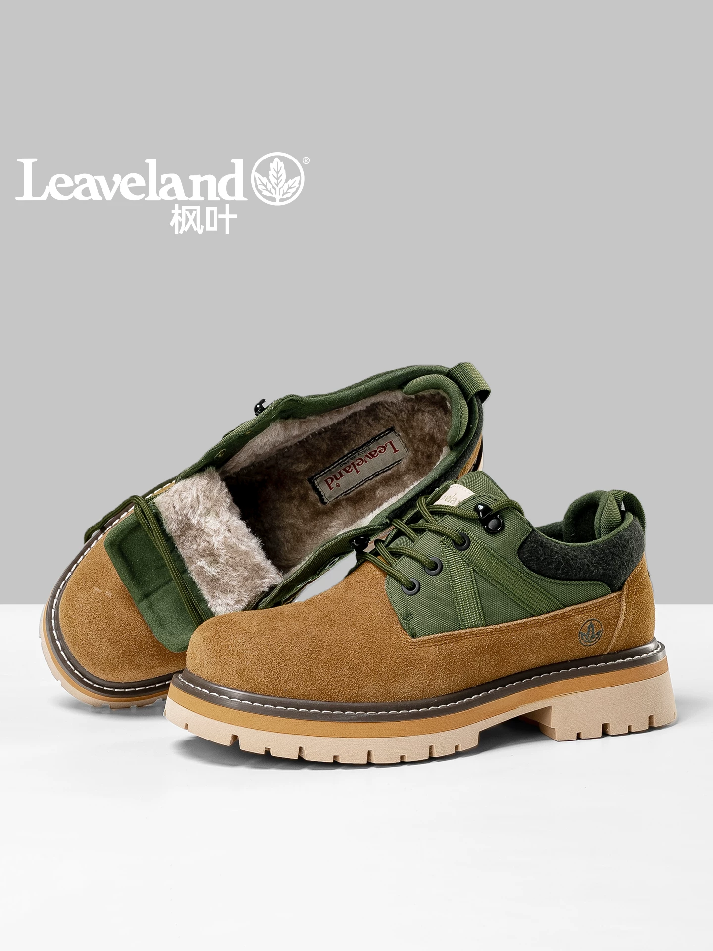 Giày công sở cổ thấp Maple Leaf dành cho nam, giày da cỡ lớn dành cho nam ngoài trời, giày cotton lót lông cừu cổ điển, bốt nam, giày thường ngày cho mùa đông.