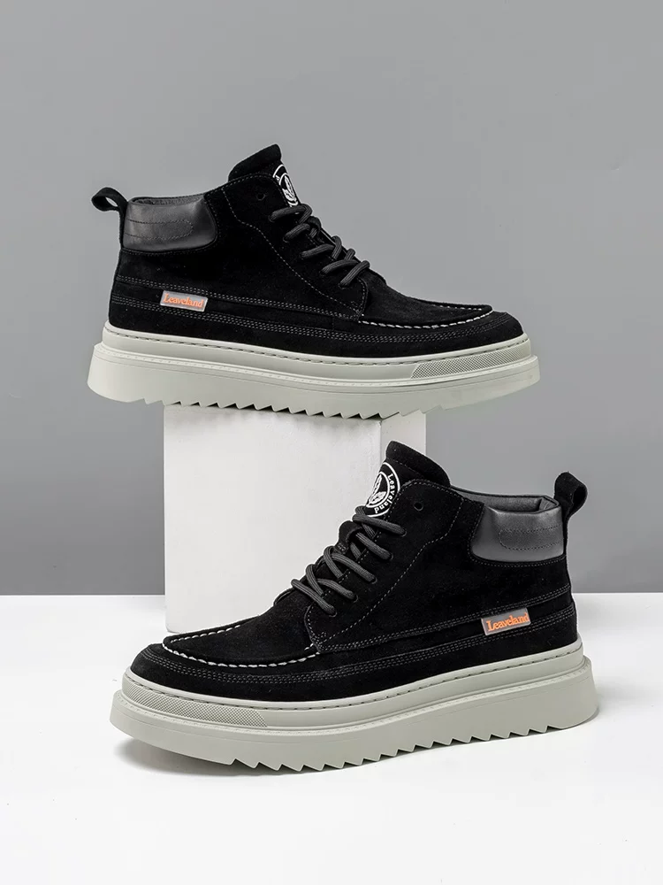 Giày nam Maple Leaf Giày công sở mùa đông Giày nam hợp thời trang Giày bốt Martin nam mới Giày thể thao cổ cao kiểu cổ điển Giày bốt hợp thời trang Da bò