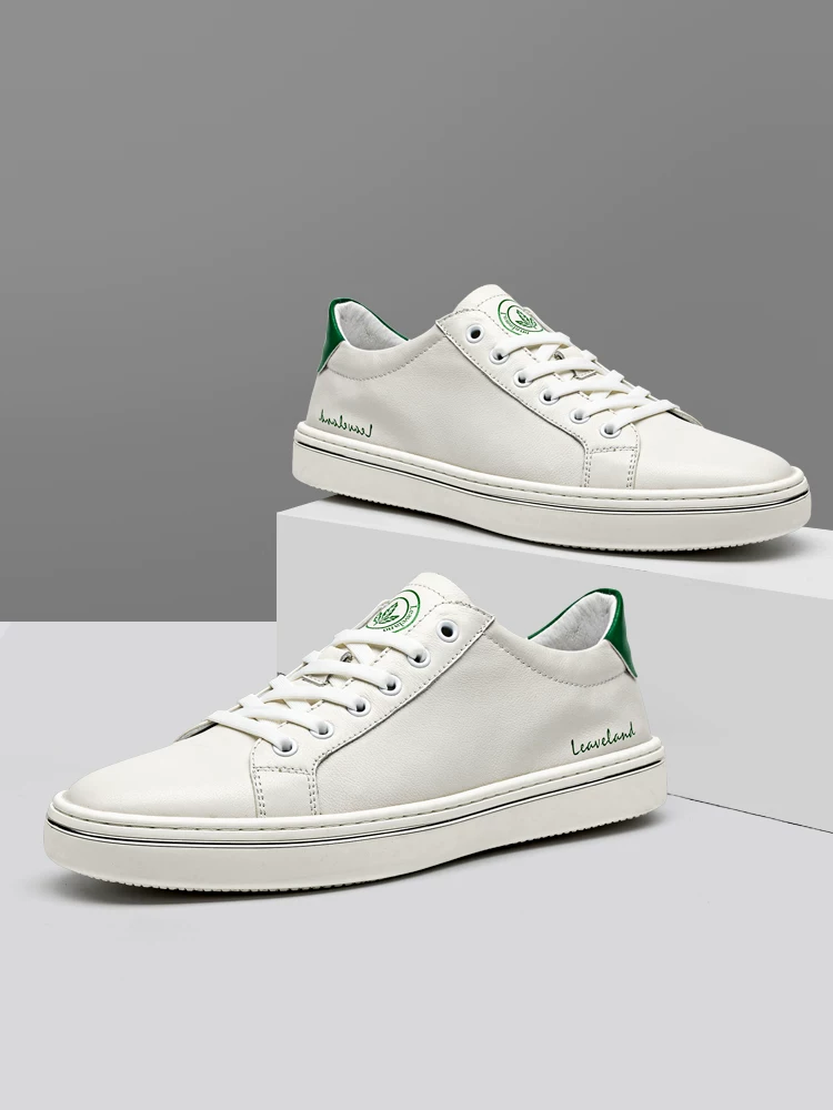 Giày nam Maple Leaf Giày thể thao da thật Giày trắng nam thoáng khí Giày thể thao đa năng Giày thường ngày Giày cao cấp Giày trắng hợp thời trang