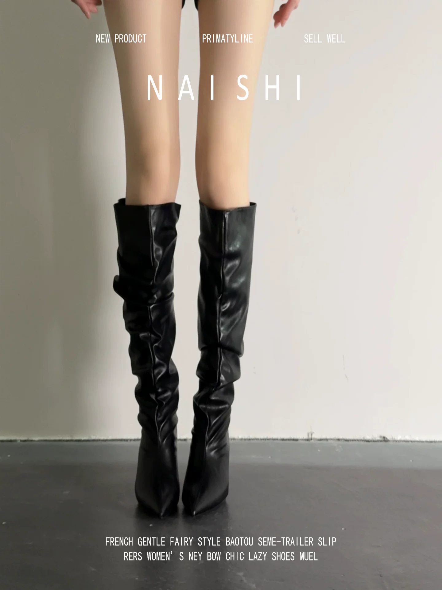 Phiên bản da cừu! Giày bốt mũi nhọn kiểu hot girl, giày bốt cao gót kiểu wasteland, giày bốt dài quá đầu gối, giày bốt cao gót ôm sát.