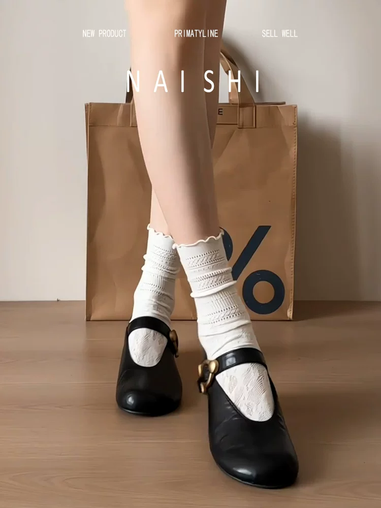 Phiên bản da cừu! Giày da nhỏ mũi tròn kiểu cổ điển dành cho nữ có khóa kim loại, giày Mary Jane đế dày bằng da thật đa năng.