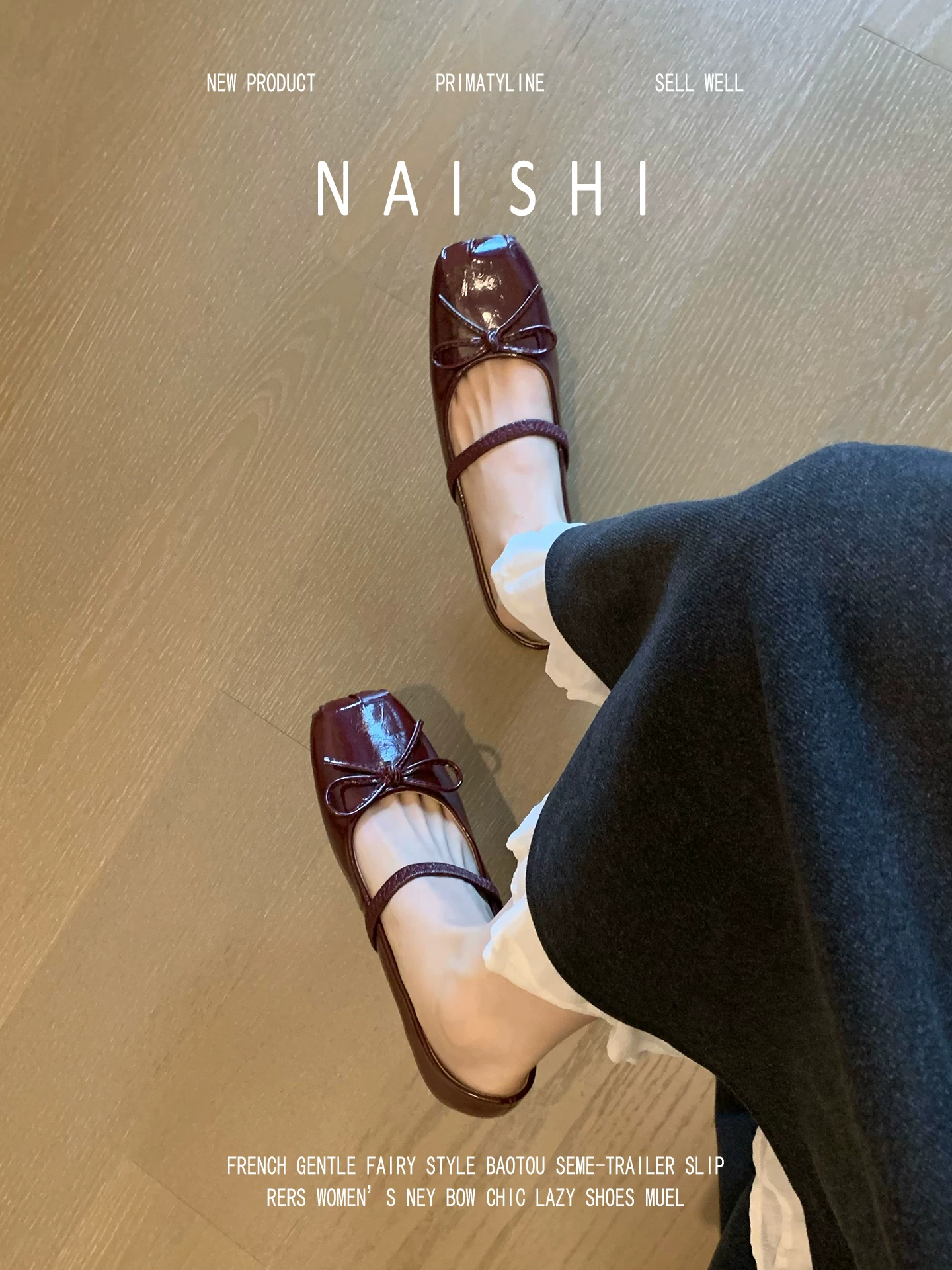 Phiên bản da cừu! Giày Mary Jane kiểu retro dành cho nữ, giày đế bằng quai đơn, mũi vuông, giày ba lê màu đỏ.