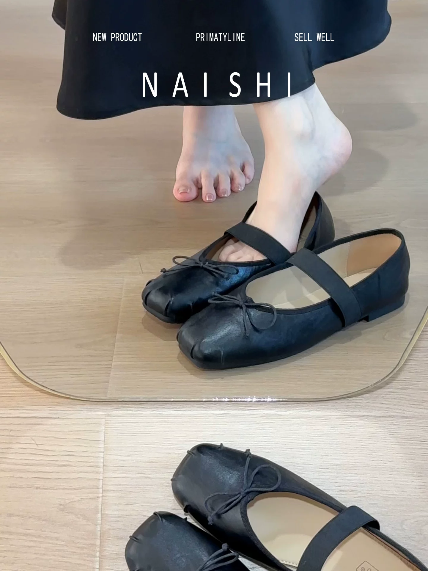 Phiên bản da cừu! Giày Mary Jane đế bằng kiểu retro, giày ba lê màu đen phối cùng váy, giày đơn giản phong cách dạ hội dành cho nữ.