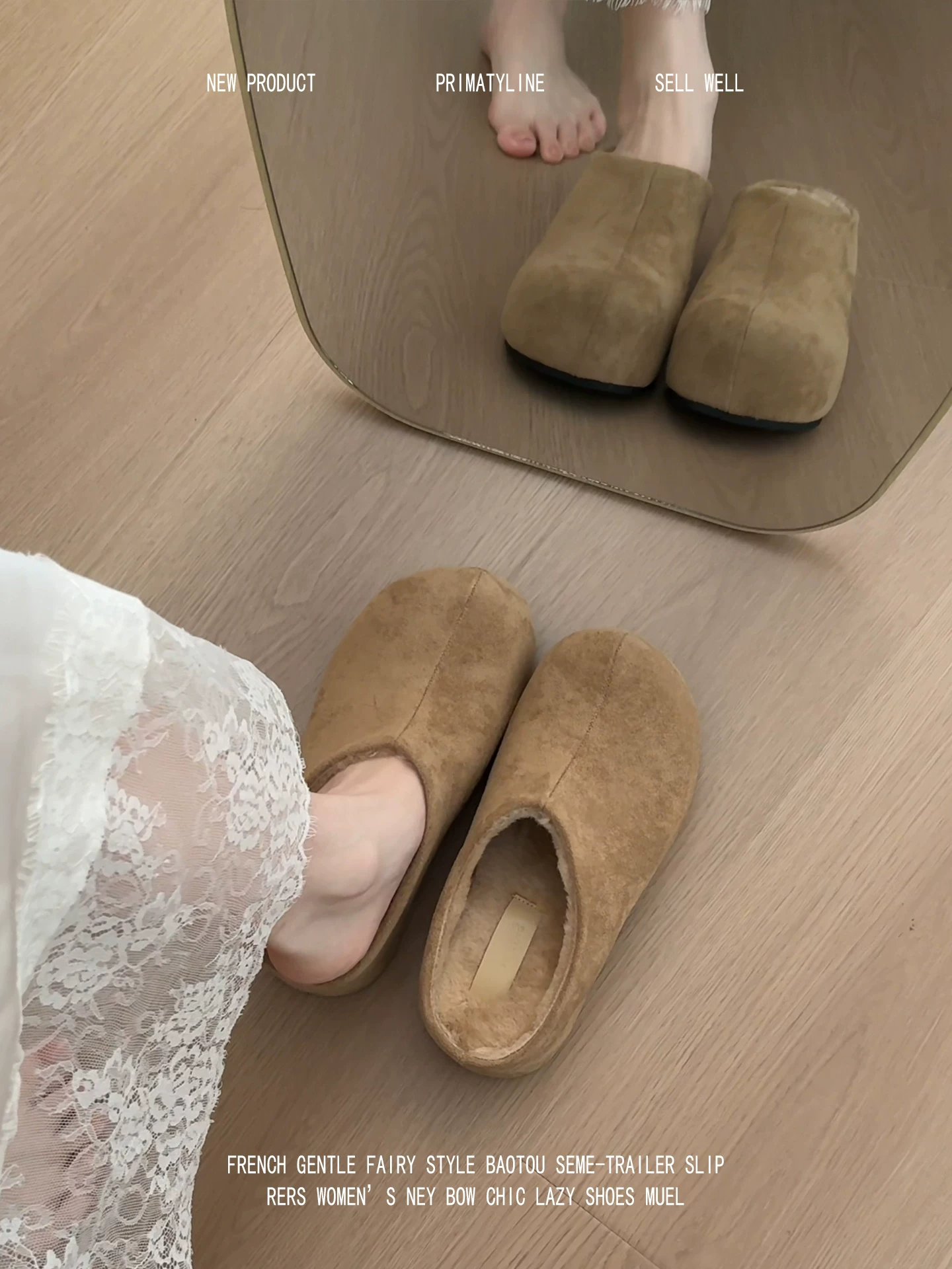 Phiên bản da cừu! Dép nửa kín mũi tăng chiều cao dành cho người nhỏ nhắn, thích hợp mang đi ngoài trời, phong cách thoải mái, dép đế dày kiểu Birkenstock có lớp lót lông mềm.