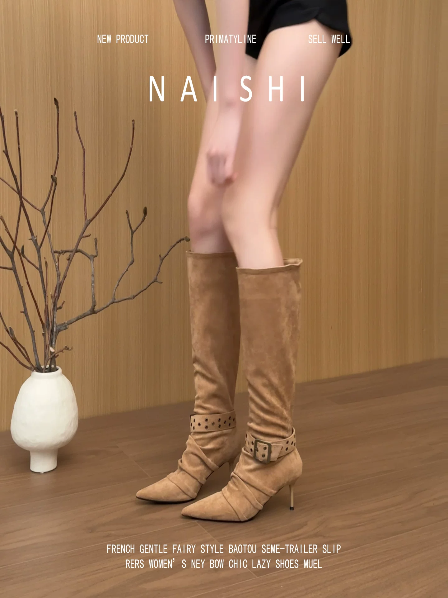 Phiên bản da cừu! Giày bốt cao cổ mũi nhọn phong cách retro dành cho nữ, kiểu dáng sa mạc, giày cao gót đi cưỡi ngựa, giày bốt thon gọn co giãn kiểu stiletto.