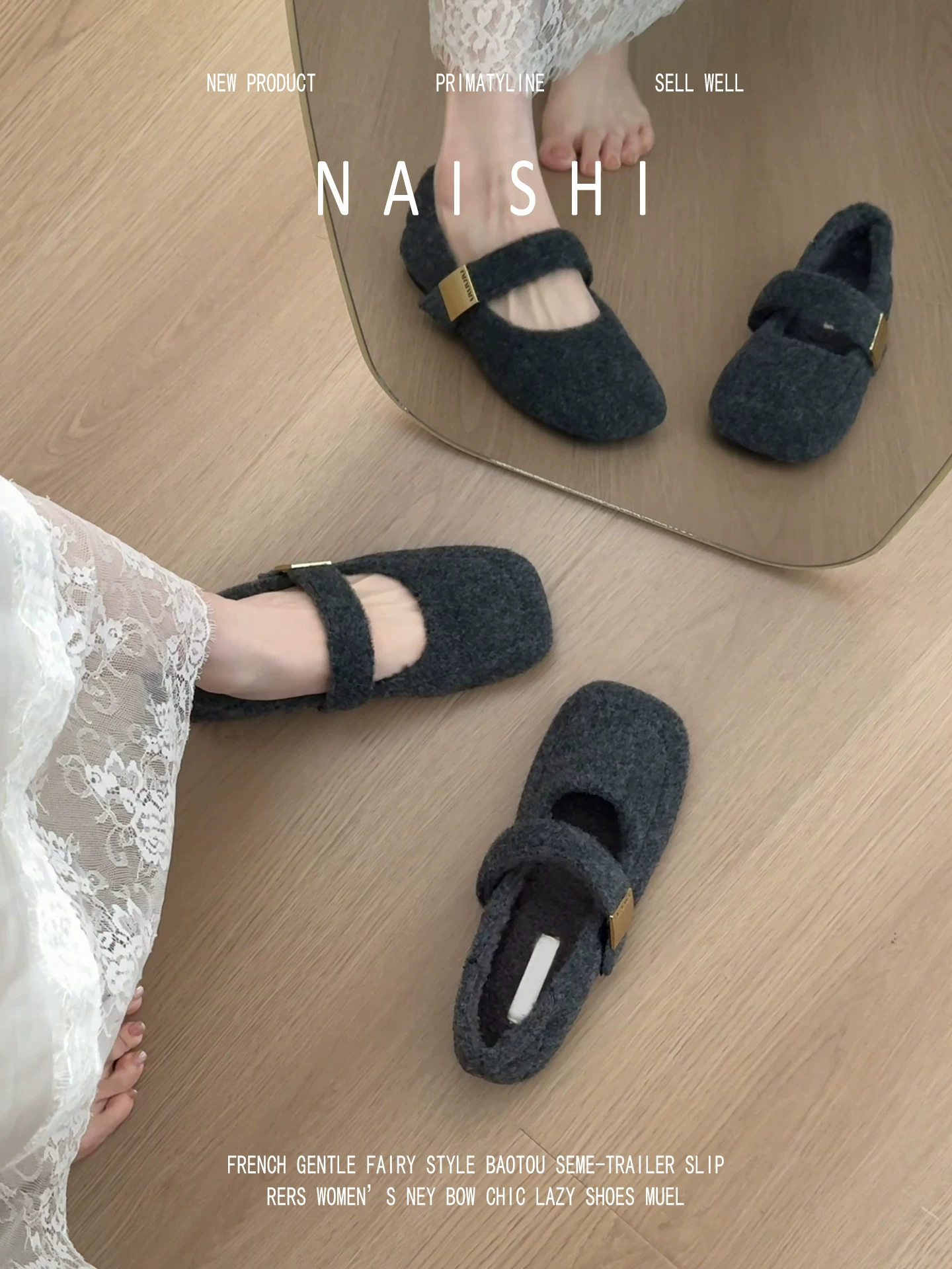 Phiên bản da cừu! Giày Mary Jane lông thú kiểu Pháp dành cho nữ, giày len kiểu bà ngoại thanh lịch với đế mềm và lớp lót lông mềm mại.