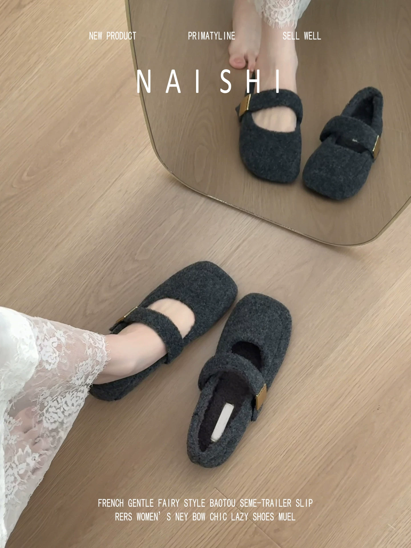 Phiên bản da cừu! Giày Mary Jane lông thú kiểu Pháp dành cho nữ, giày len kiểu bà ngoại thanh lịch với đế mềm và lớp lót lông mềm mại.