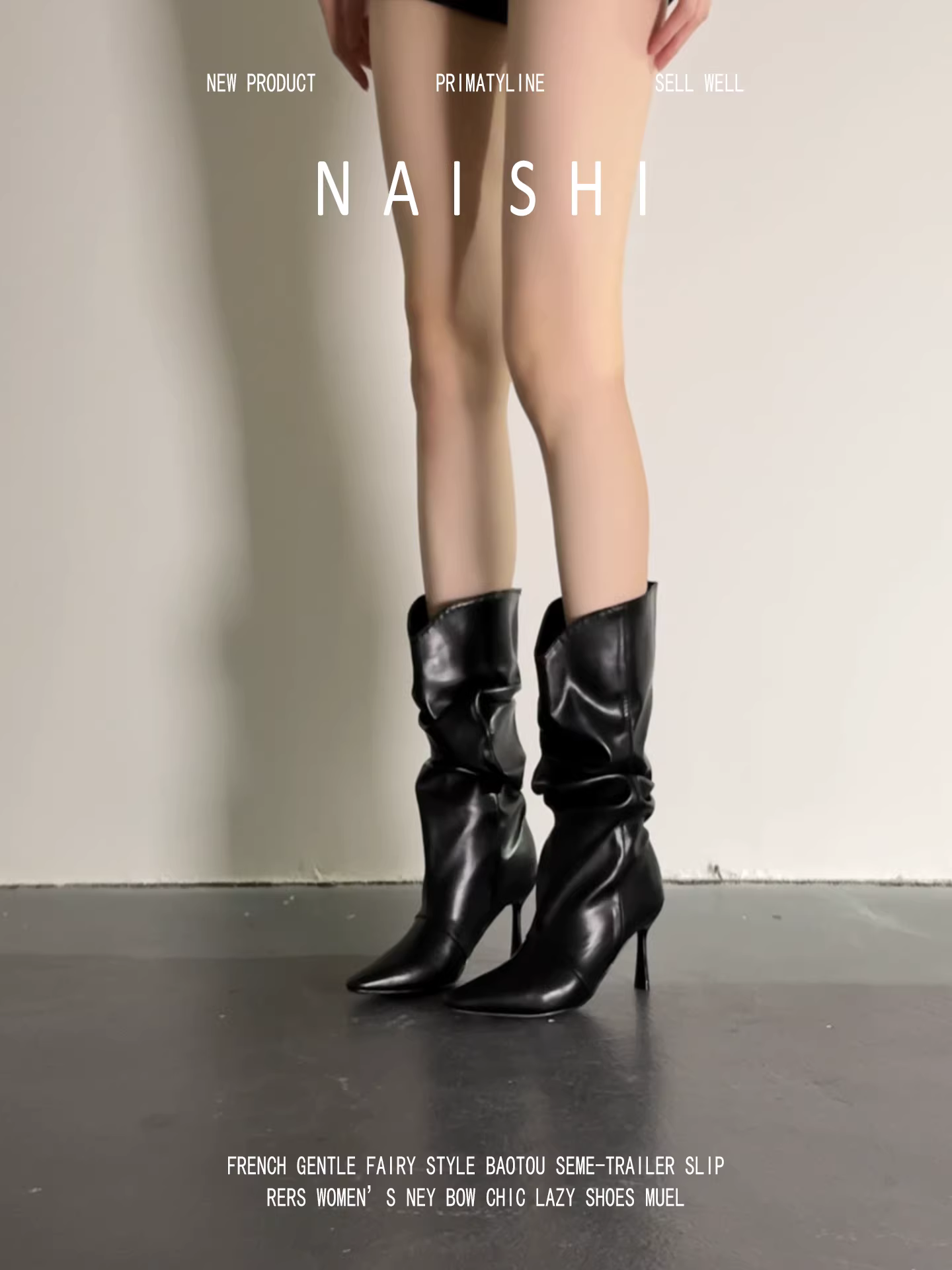 Phiên bản da cừu! Giày bốt cao đến giữa bắp chân mũi nhọn dành cho nữ, bốt cổ lọ màu đen cổ điển, gót nhọn, kiểu dáng chữ V, bốt cao bồi phương Tây tôn dáng.