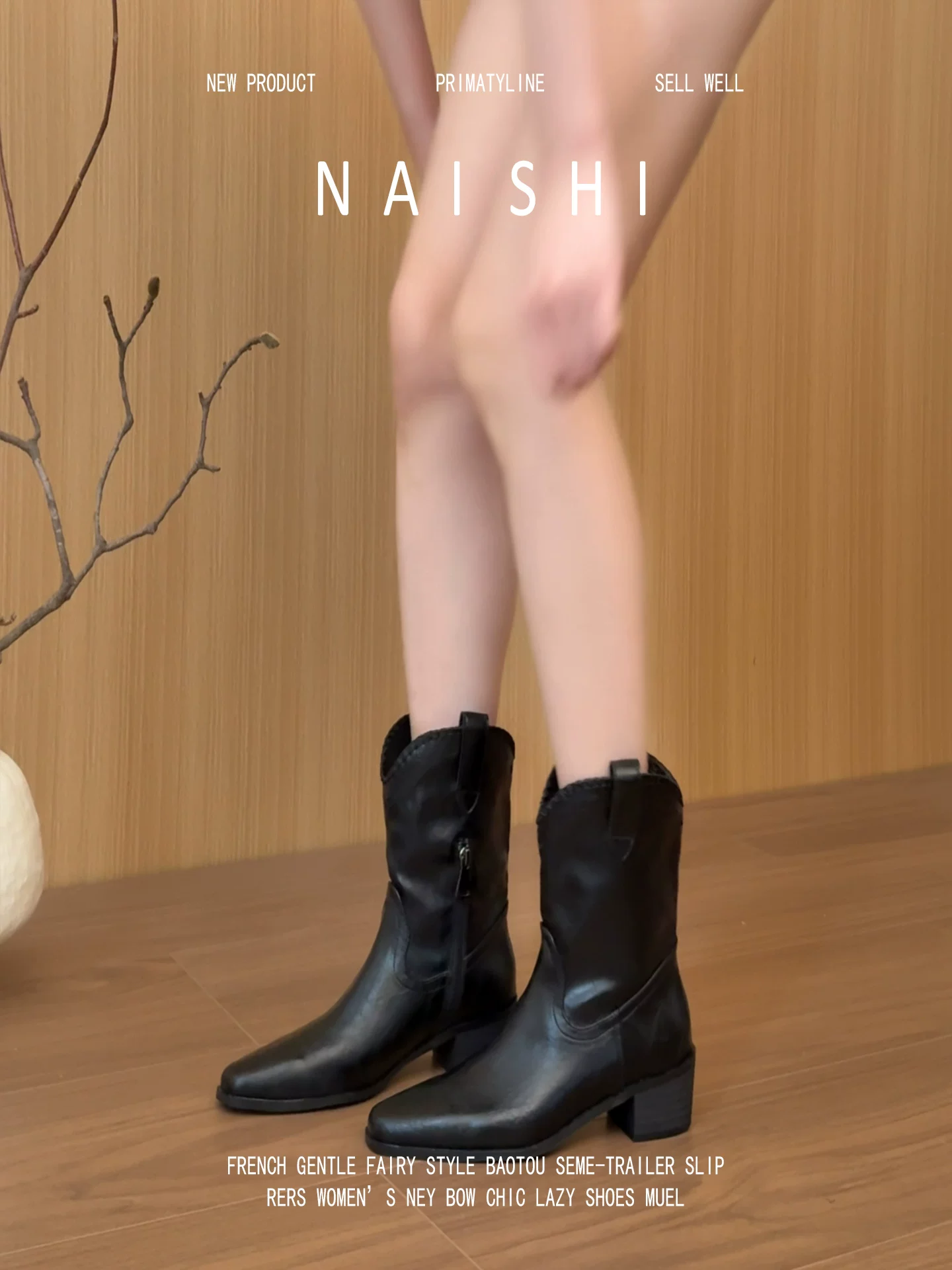 Phiên bản da cừu! Giày bốt hiệp sĩ cổ chữ V kiểu retro dành cho nữ, giày bốt hiệp sĩ phong cách đất hoang, giày bốt ngắn mũi nhọn gót dày, giày bốt Martin màu đen.
