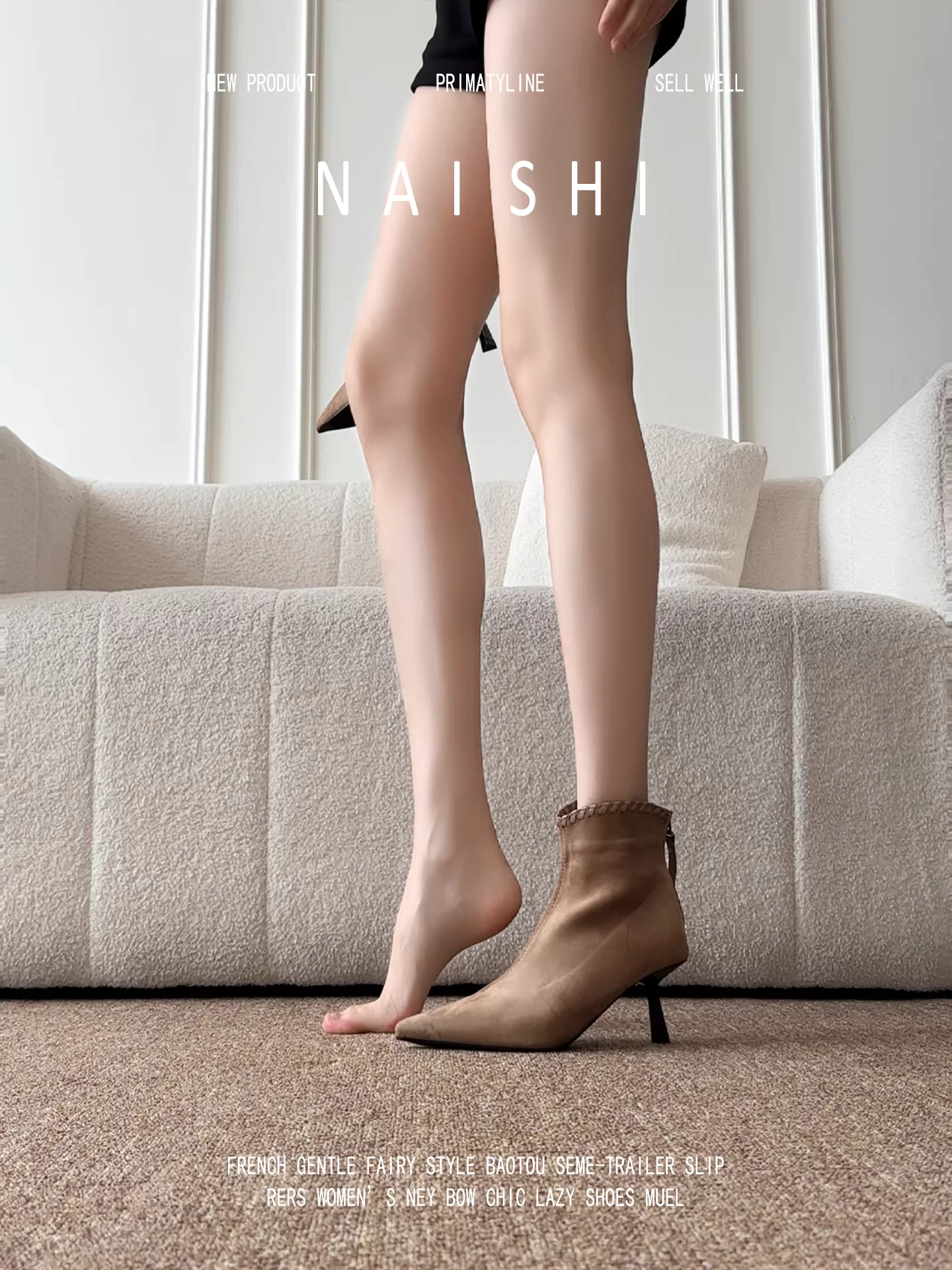 Phiên bản da cừu! Giày bốt cao gót mũi nhọn cổ điển, bốt ngắn màu kaki đa năng dành cho nữ, bốt da lộn Melard kiểu dáng ôm sát.