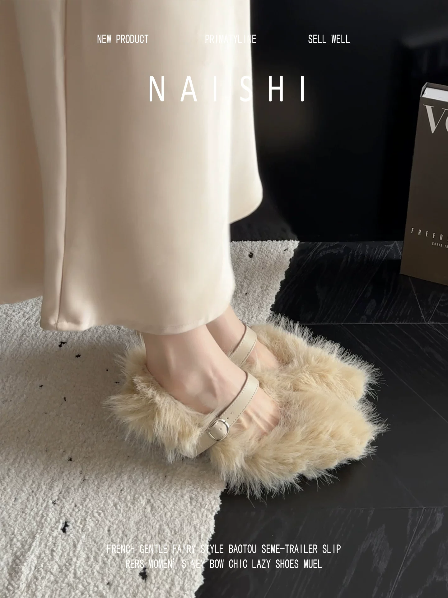 Phiên bản da cừu! Giày Mary Jane lông thú kiểu Pháp dành cho nữ, giày lười mùa đông mềm mại, ấm áp với một dây quai, giày lười thanh lịch.