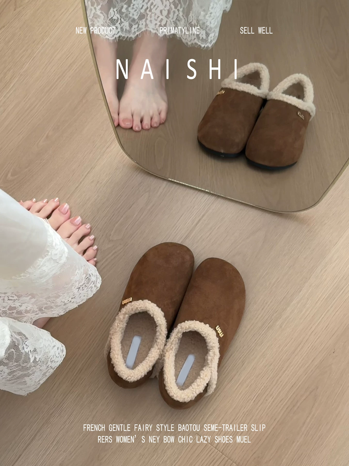 Phiên bản da cừu! Giày lười len cừu, giày cotton ấm áp lót lông mềm mại, kiểu dáng Birkenstock dễ mang, dành cho nữ.
