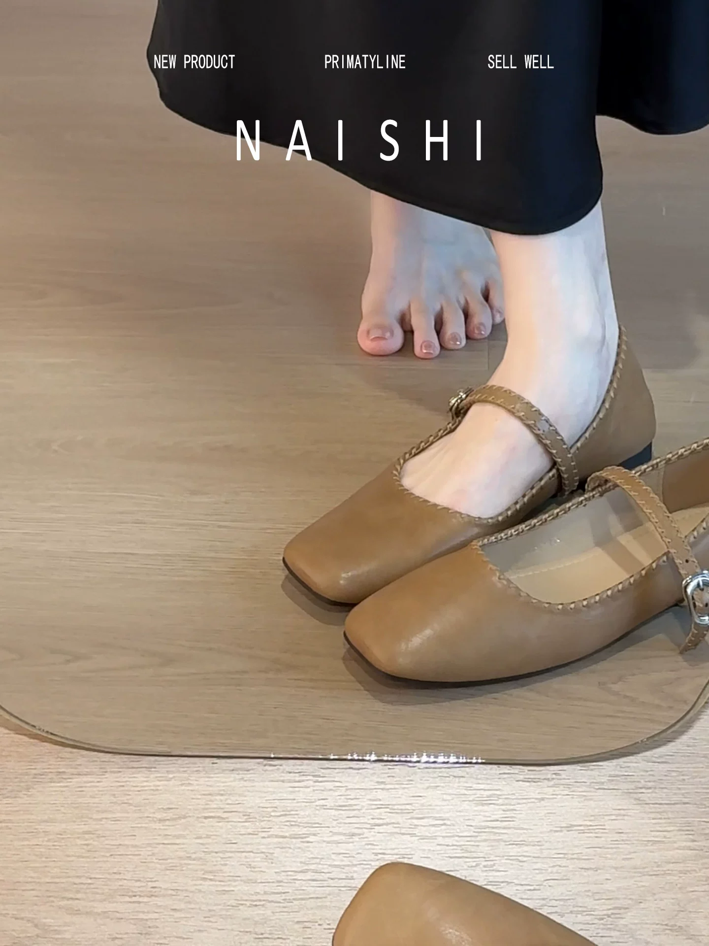 Phiên bản da cừu! Giày da nông kiểu cổ điển có quai đơn, giày Mary Jane, mũi vuông, đế bằng, giày bà ngoại, giày bệt đi làm dành cho nữ.
