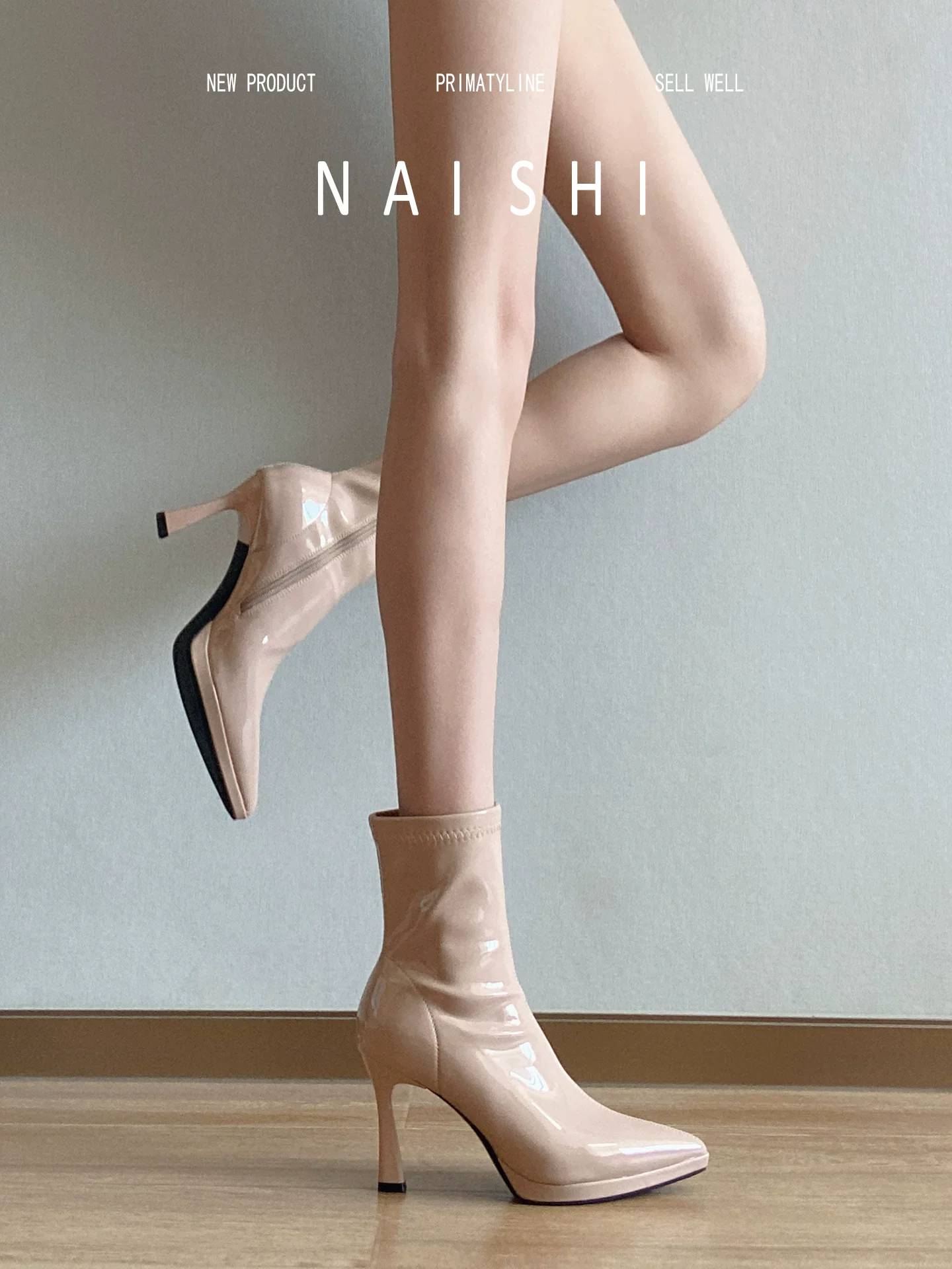 Phiên bản da cừu! Giày cao gót mũi nhọn bằng da bóng màu nude, thời trang và thanh lịch, gót mỏng, giày ôm sát co giãn, giày ngắn kiểu Pháp dành cho nữ.