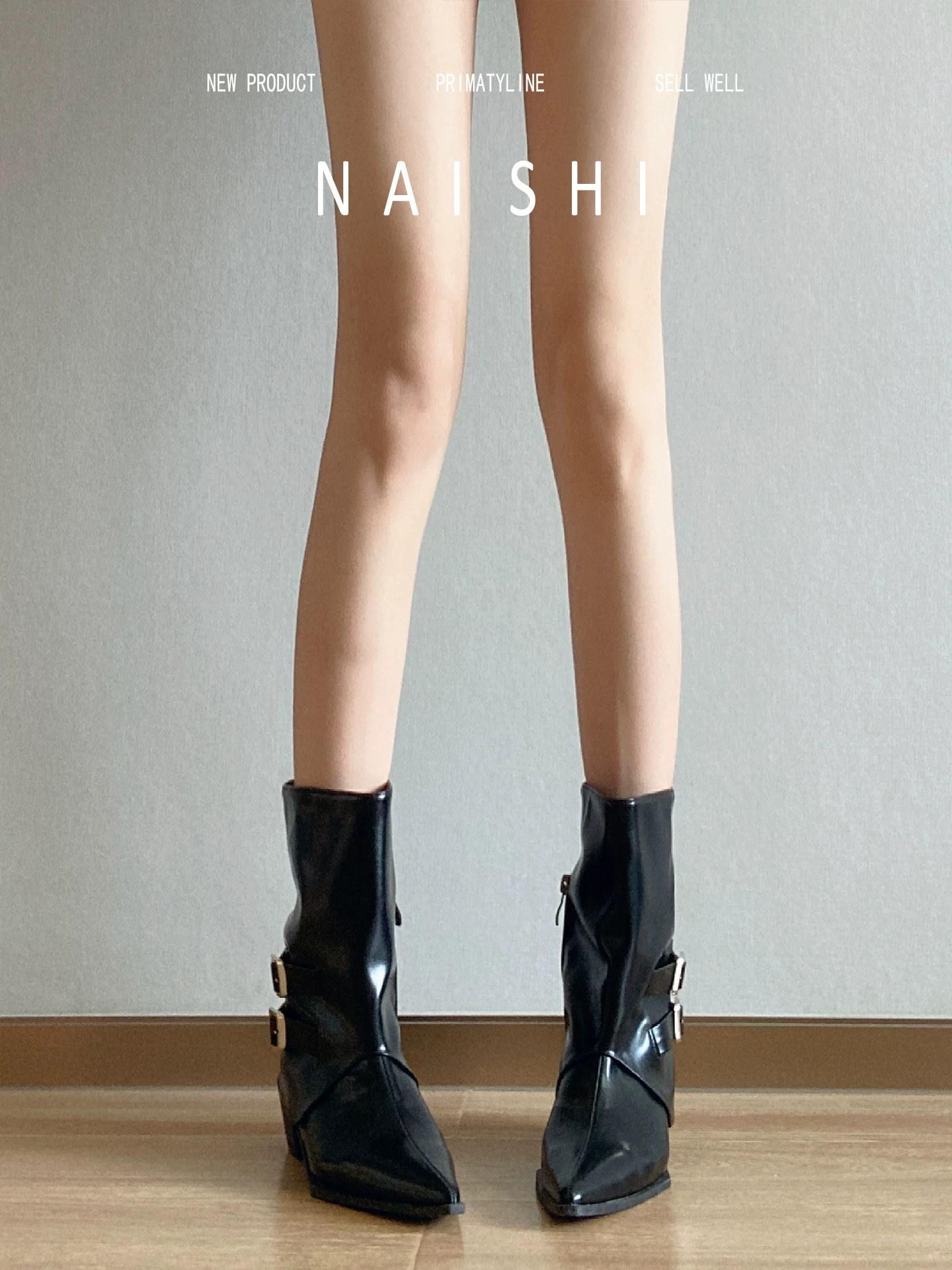 Phiên bản da cừu! Giày bốt ống quần xếp ly kiểu Pháp dành cho nữ có khóa thắt lưng, giày bốt Martin thon gọn có khóa kéo bên hông, mũi nhọn, gót dày, bốt ngắn.