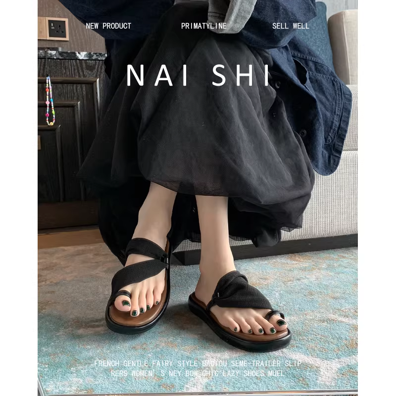Phiên bản da cừu! Dép đế bằng phong cách retro giản dị dành cho nữ với thiết kế độc đáo, kiểu quai ngang, dép La Mã đi biển.