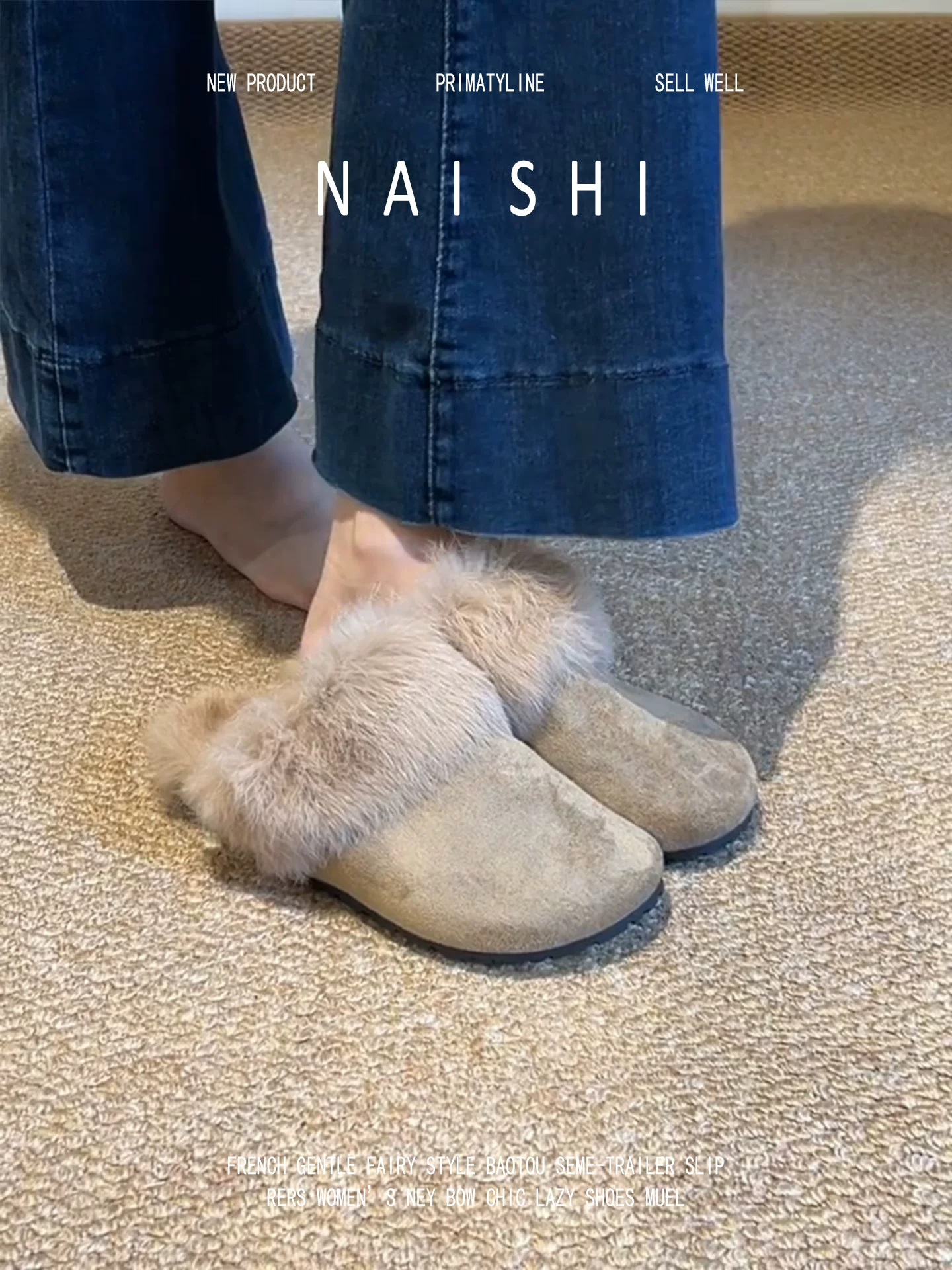 Phiên bản da cừu! Dép nửa ngón có lót lông cừu ấm áp kiểu cổ điển dành cho nữ, giày cotton đế dày kiểu Birkenstock thông thường, dép lông thú đa năng.