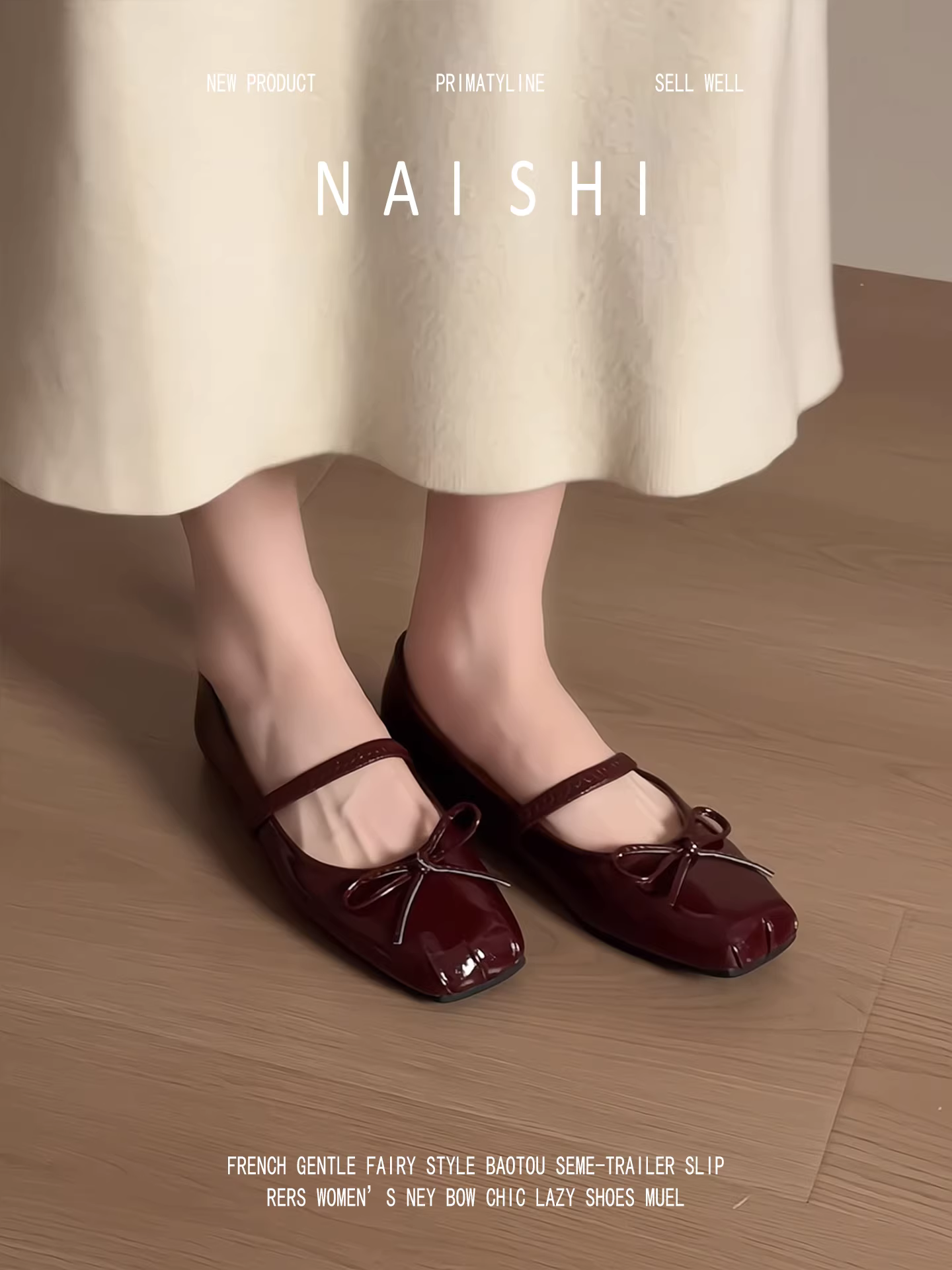 Phiên bản da cừu! Giày Mary Jane màu đỏ cổ điển dành cho nữ có nơ, giày bệt kiểu múa ba lê, giày bệt phong cách Pháp.