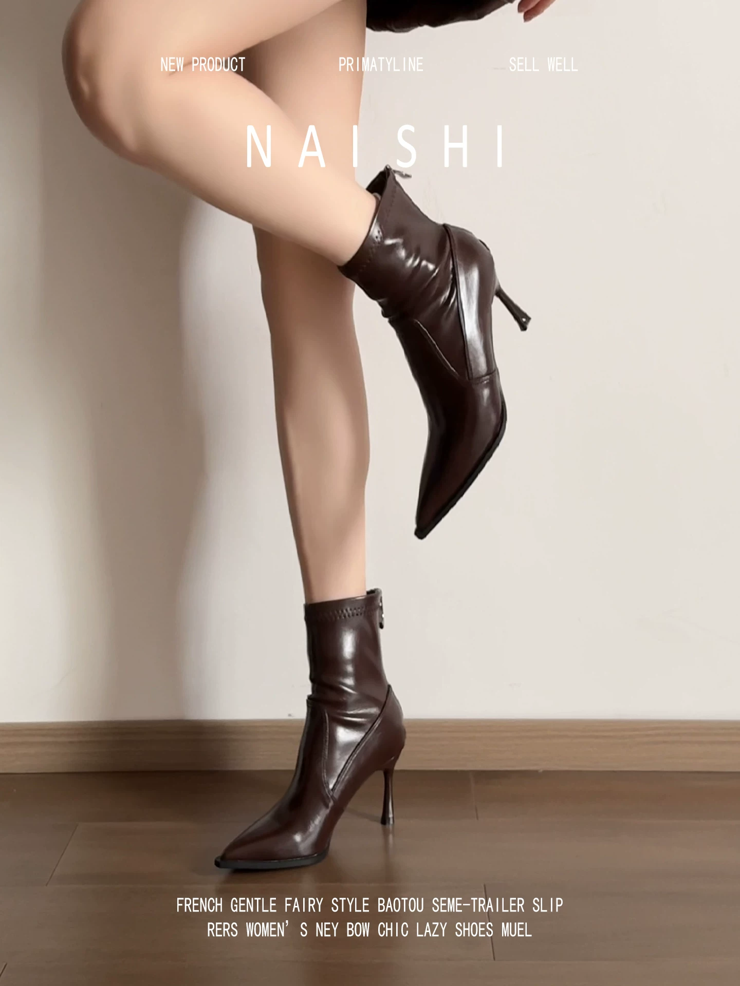 Phiên bản da cừu! Giày bốt cổ ngắn cao gót thanh lịch kiểu Pháp dành cho nữ, gót nhọn, mũi nhọn, bốt ôm sát có khóa kéo phía sau, bốt da mềm co giãn thanh lịch.