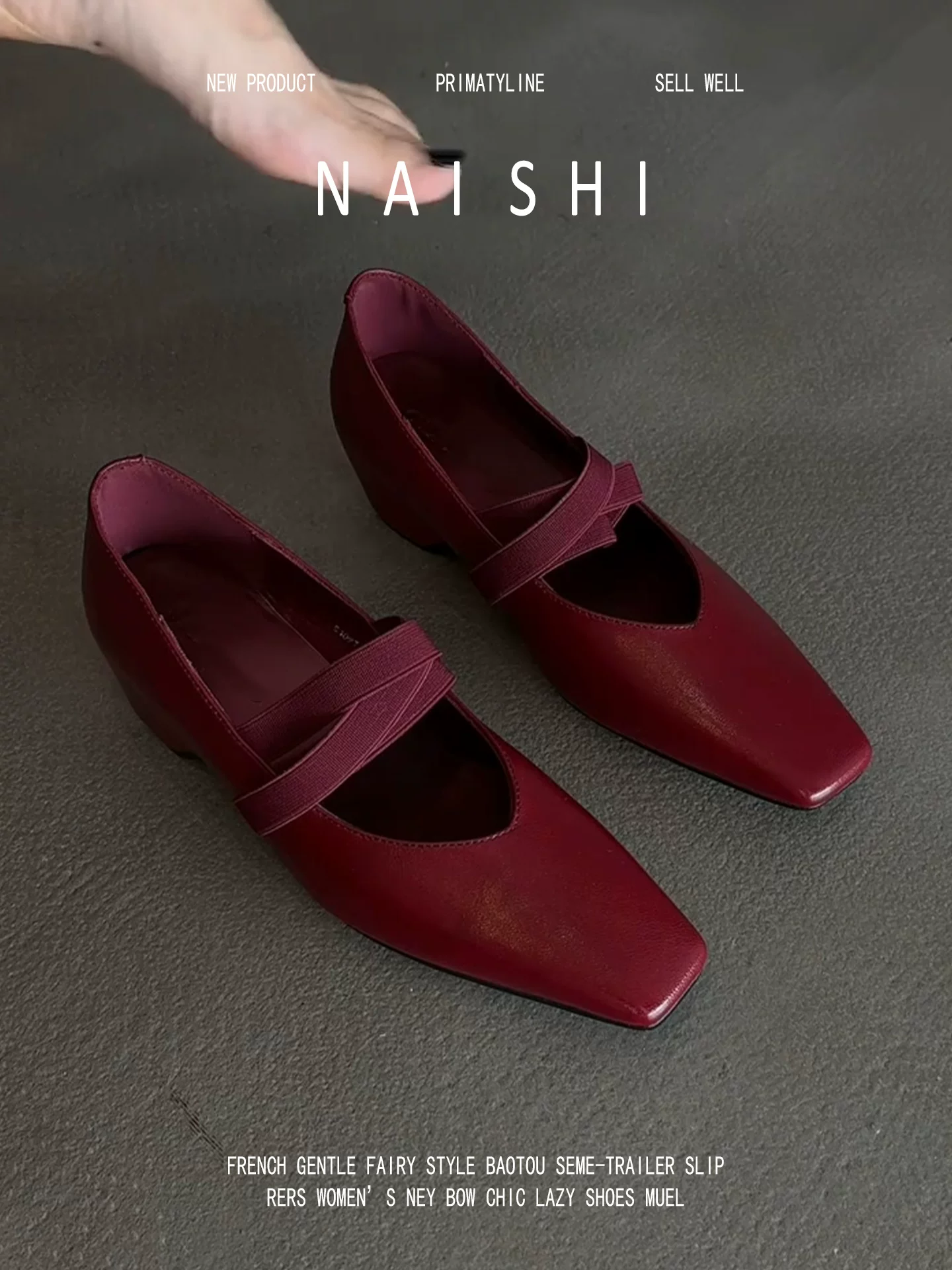 Phiên bản da cừu! Giày Mary Jane da thật cổ điển màu đỏ dành cho nữ với dây thun, mũi vuông nông, giày đơn giản thanh lịch với đế nâng chiều cao ẩn.