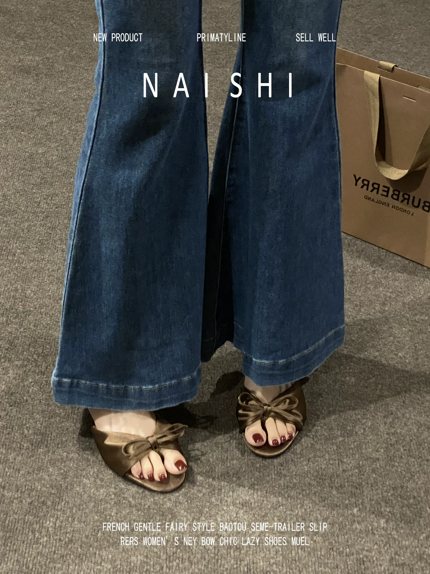 Phiên bản da cừu! Dép sandal satin Pháp dành cho nữ, kiểu buộc nơ, mũi hở, gót cao, kiểu xỏ ngón.