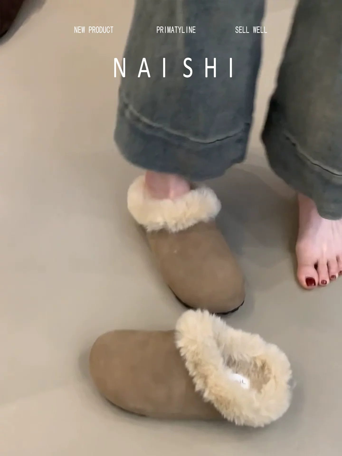 Phiên bản da cừu! Giày lông thú cổ điển dành cho nữ, giày mùa đông ấm áp kiểu Birkenstock, dép bông đế dày, mũi kín, phong cách giản dị.