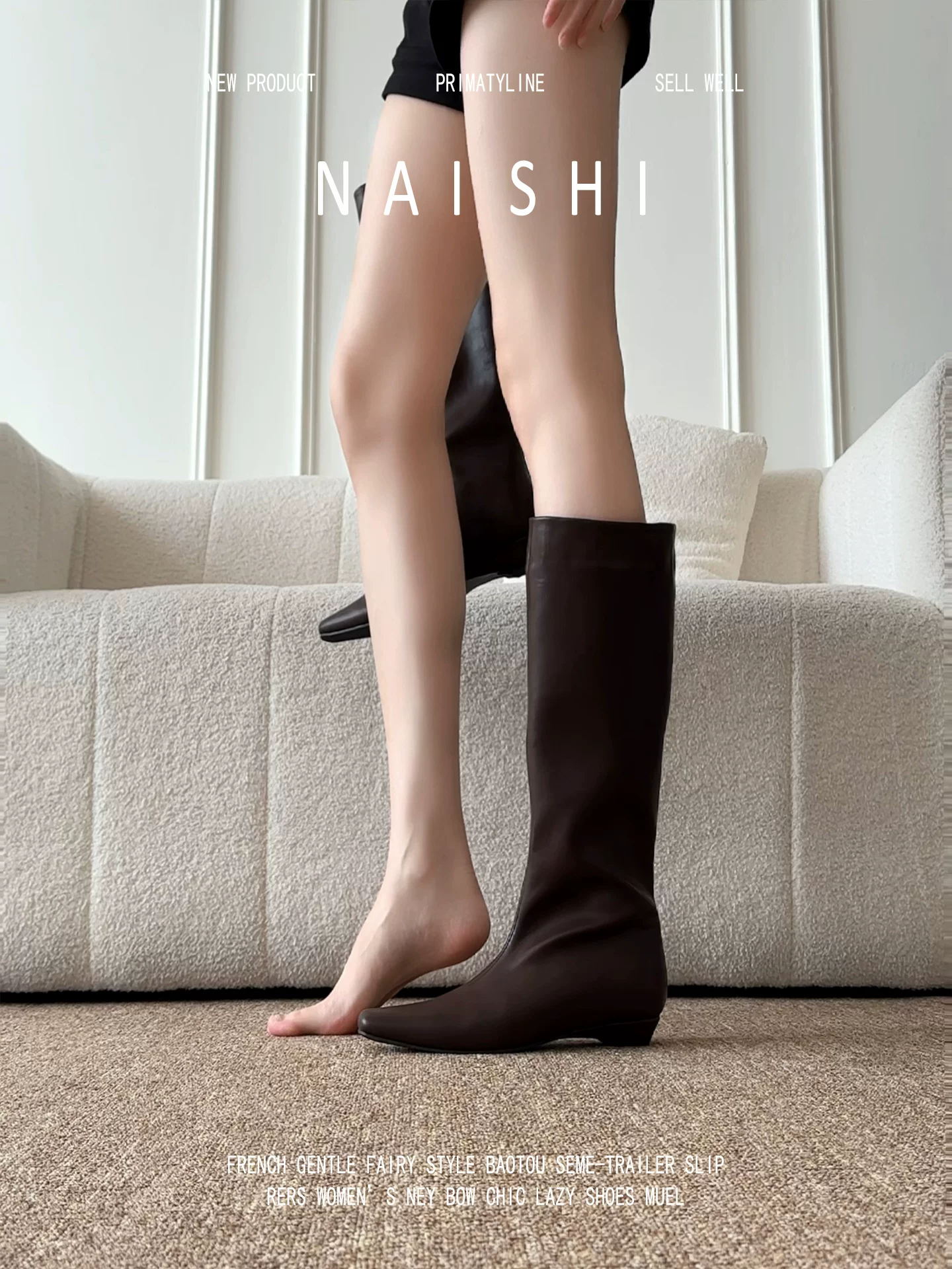 Phiên bản da cừu! Bốt cao cổ mũi vuông có tăng chiều cao ẩn, bốt thon gọn cho nữ, bốt đa năng đi xe, bốt cao bồi kiểu miền hoang.