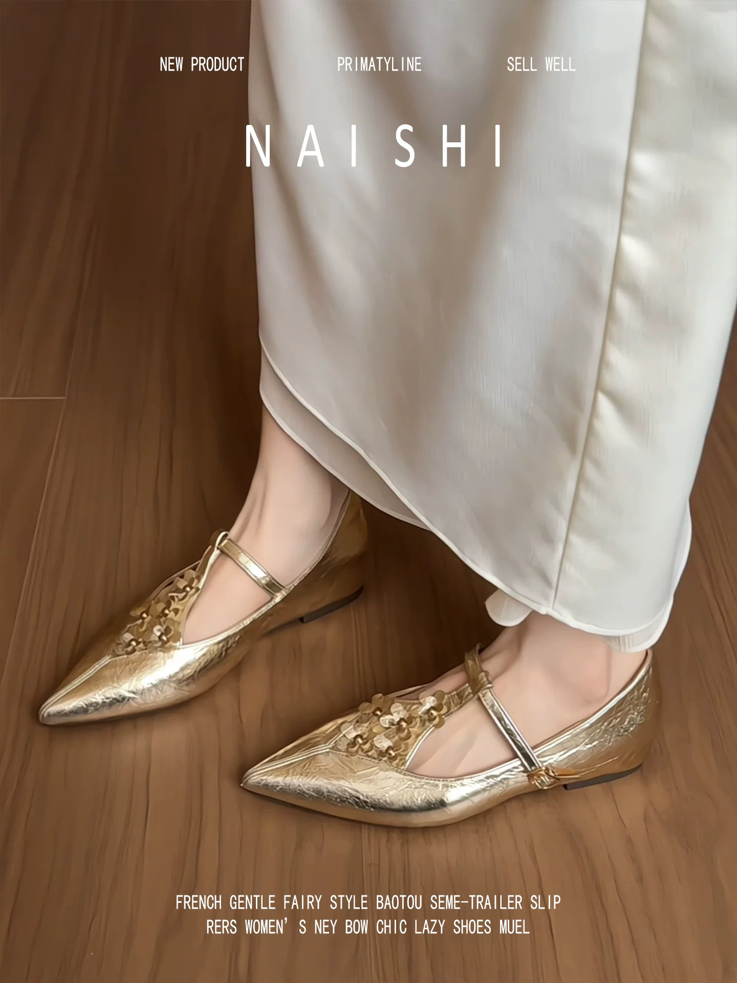 Phiên bản da cừu! Giày Mary Jane màu vàng có quai chữ T, hoa đính sequin, gót giấu, giày dạ hội thời trang và thanh lịch.