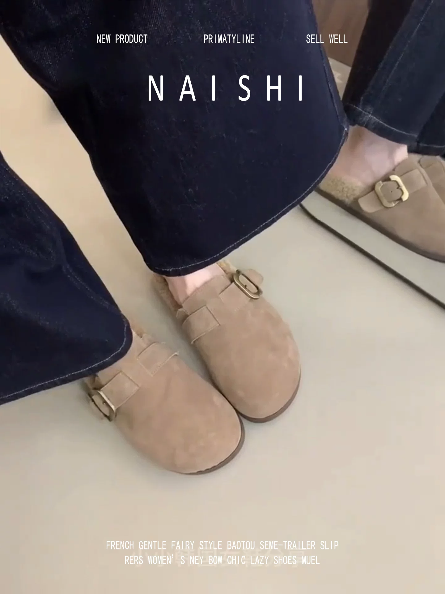 Phiên bản da cừu! Giày Birkenstock da lộn cổ điển có lớp lót lông mềm, kiểu nửa dép kín mũi, kiểu lười đi dễ dàng, dép bông thoải mái.
