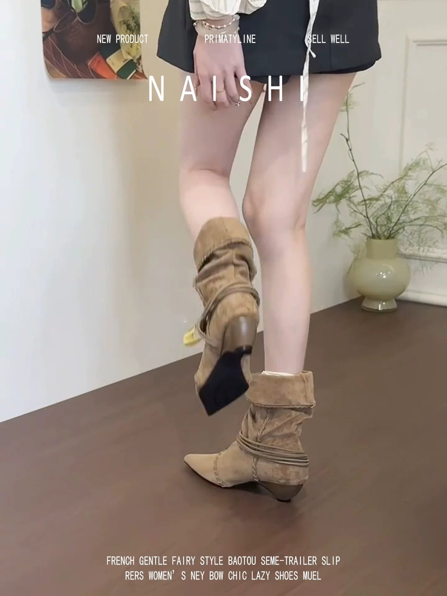 Phiên bản da cừu! Giày bốt ngắn Melard có quai khóa kim loại, giày bốt kiểu miền Tây cổ điển, giày bốt Martin gót wedge, giày bốt mũi nhọn kiểu slouch.