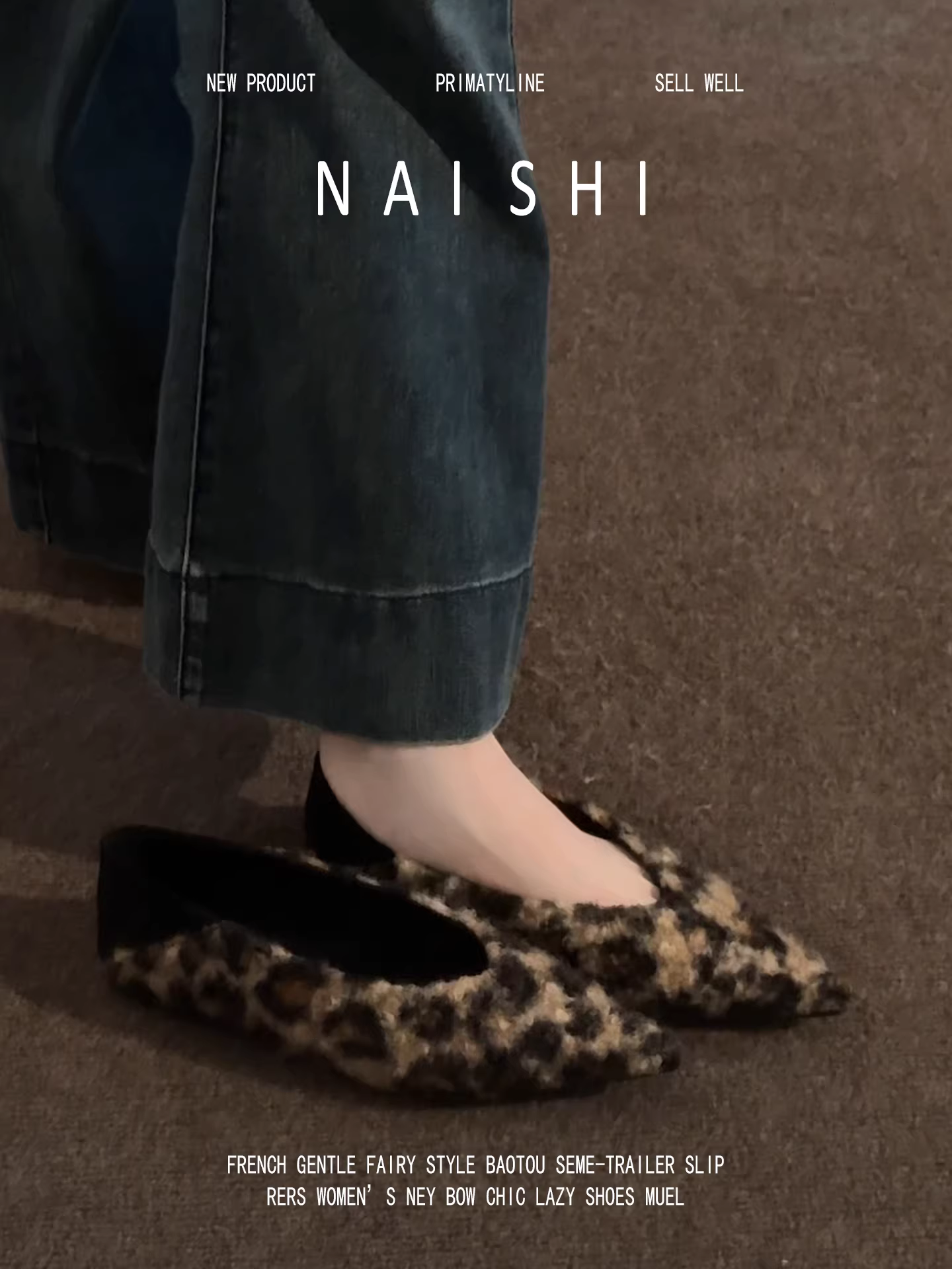 Phiên bản da cừu! Giày Mary Jane bằng len in họa tiết da báo cổ điển, kiểu dáng mũi nhọn, dễ mang, có lỗ hở nông và đường may thời trang dành cho nữ.