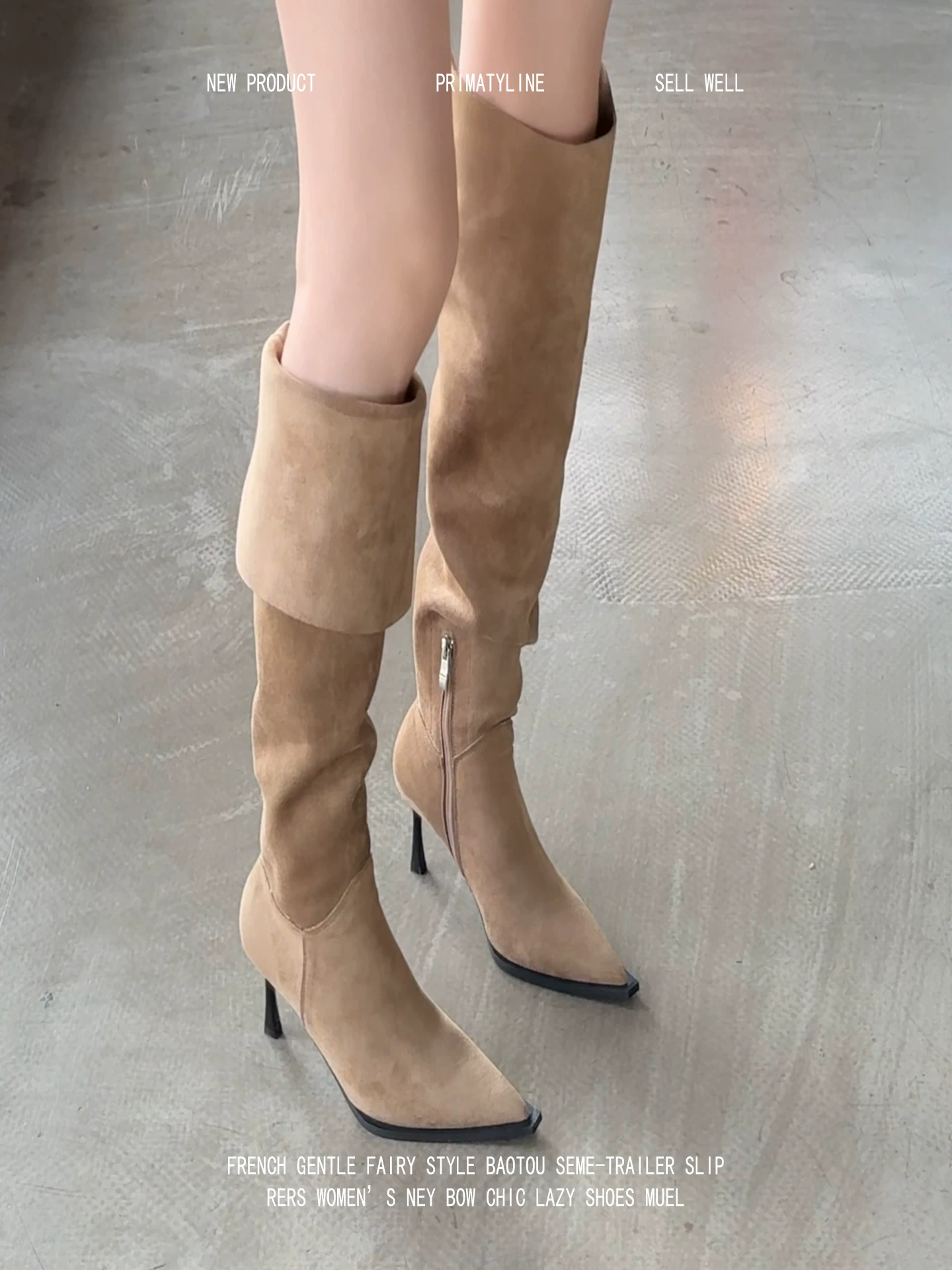 Phiên bản da cừu! Giày cao bồi kiểu miền Tây cổ điển dành cho nữ, mũi nhọn kiểu stiletto, kiểu giày hiệp sĩ cao cổ, phong cách sa mạc, giày cao gót trên đầu gối.