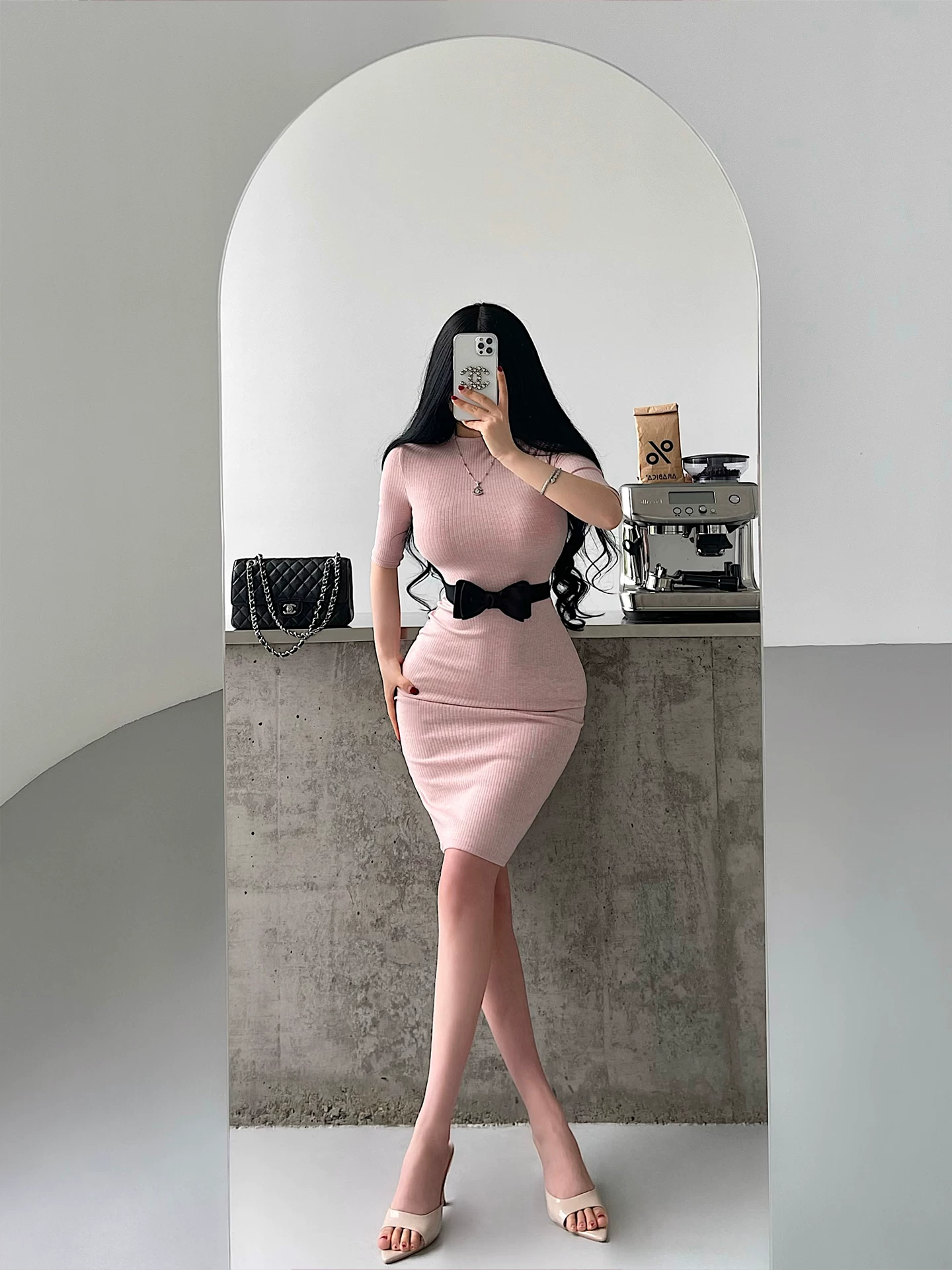 YoungGirlDay khao khát thuần khiết cô gái ngọt ngào phong cách dịu dàng eo đàn hồi thắt nơ dây thắt lưng váy thắt lưng trang trí